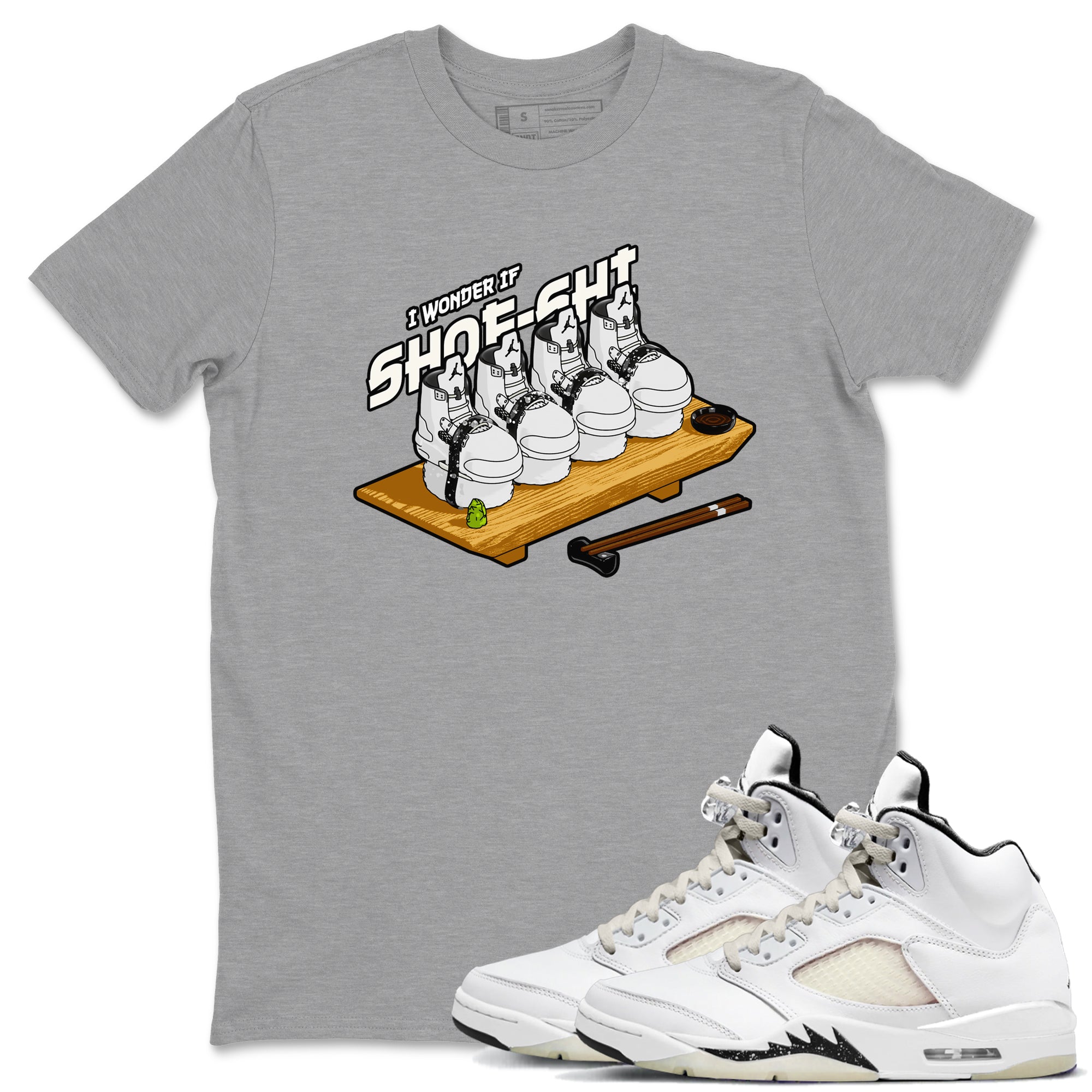 5s Sail shirt to match jordans Shoe-Shi sneaker tees Air Jordan 5 Sail Drip Gear Zone unisex cotton Heather Grey 1 crew neck shirt