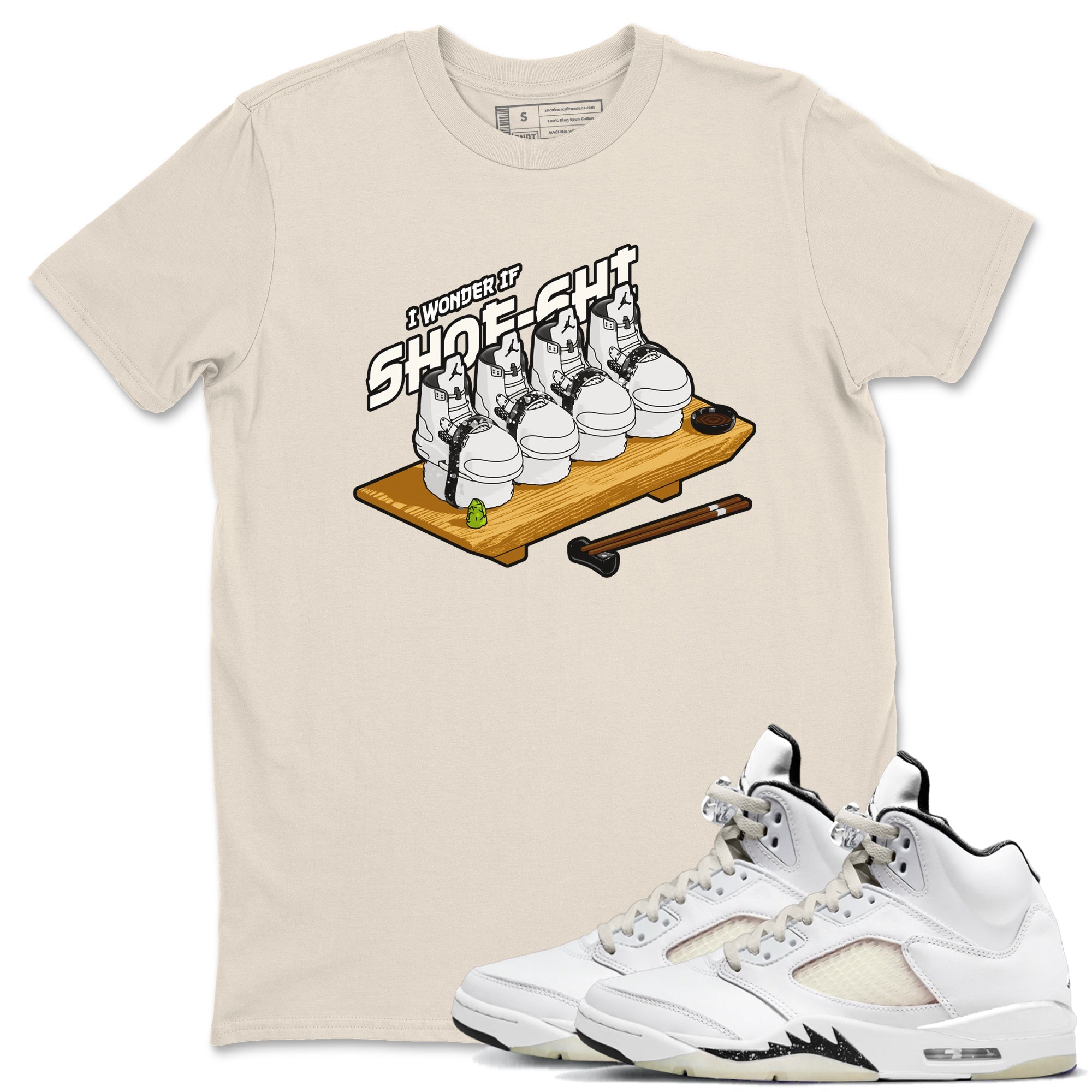 5s Sail shirt to match jordans Shoe-Shi sneaker tees Air Jordan 5 Sail Drip Gear Zone unisex cotton Natural 1 crew neck shirt