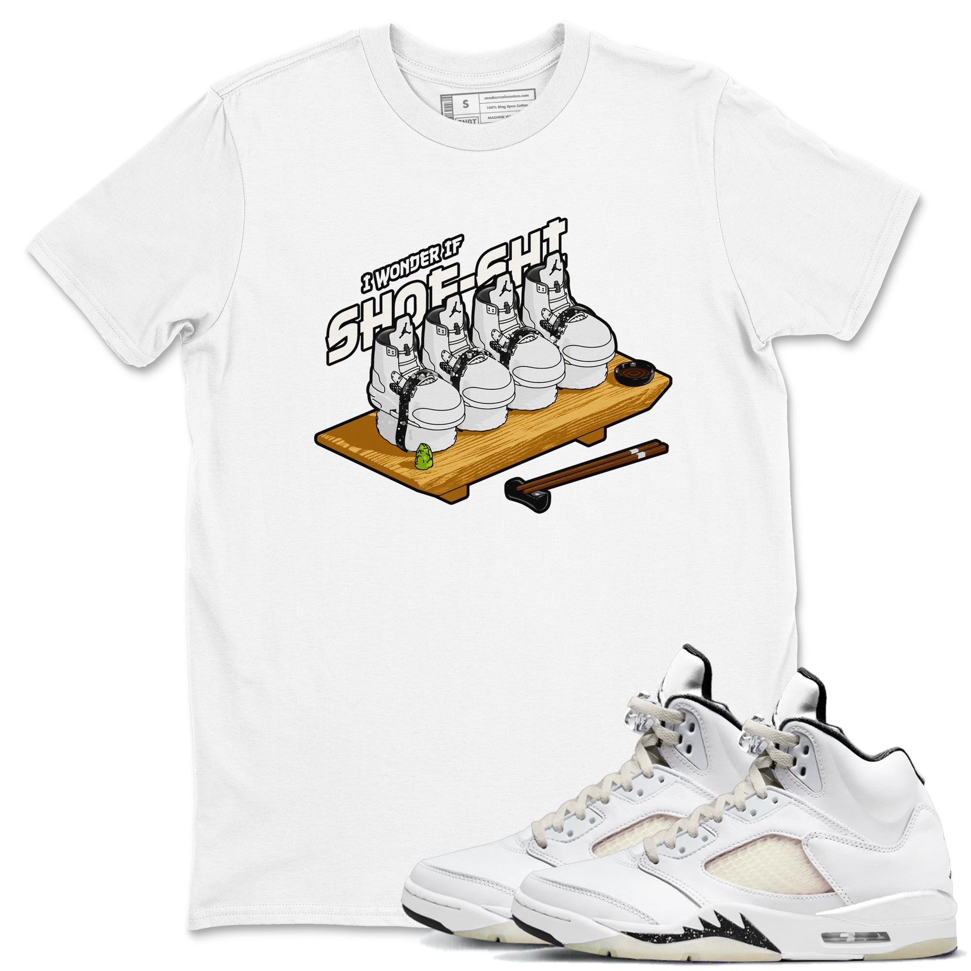 5s Sail shirt to match jordans Shoe-Shi sneaker tees Air Jordan 5 Sail Drip Gear Zone unisex cotton White 1 crew neck shirt