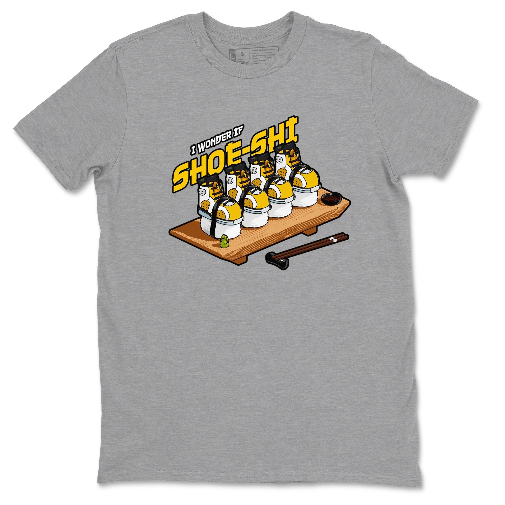 Air Jordan 6 Yellow Ochre shirt to match jordans Shoe-Shi sneaker tees streetwear brand AJ6 Yellow Ochre Drip Gear Zone Brand Unisex Heather Grey 2 T-Shirt