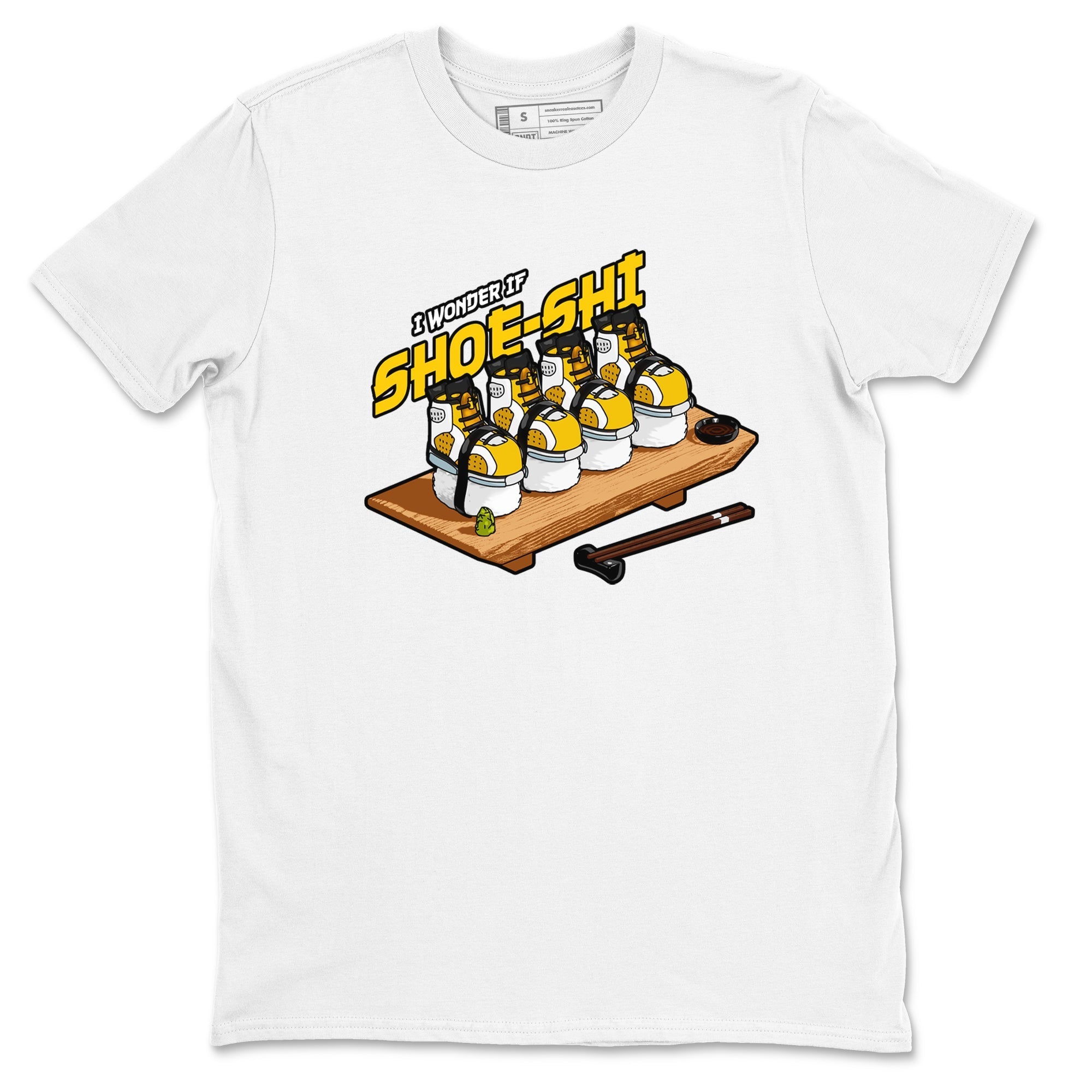 Air Jordan 6 Yellow Ochre shirt to match jordans Shoe-Shi sneaker tees streetwear brand AJ6 Yellow Ochre Drip Gear Zone Brand Unisex White 2 T-Shirt