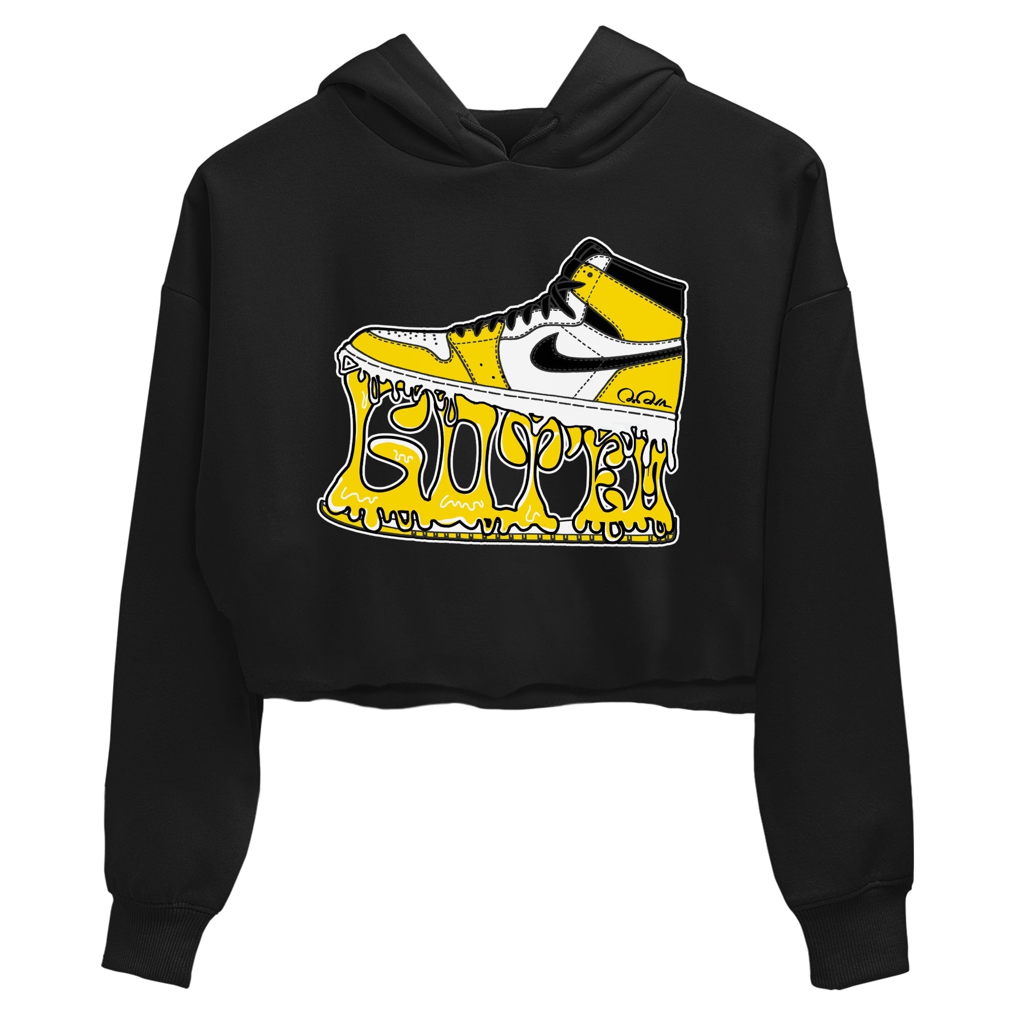 1s Yellow Ochre shirt to match jordans Shoe Stuck sneaker tees streetwear brand Air Jordan 1 Yellow Ochre Drip Gear Zone Brand Black 2 crop length shirt