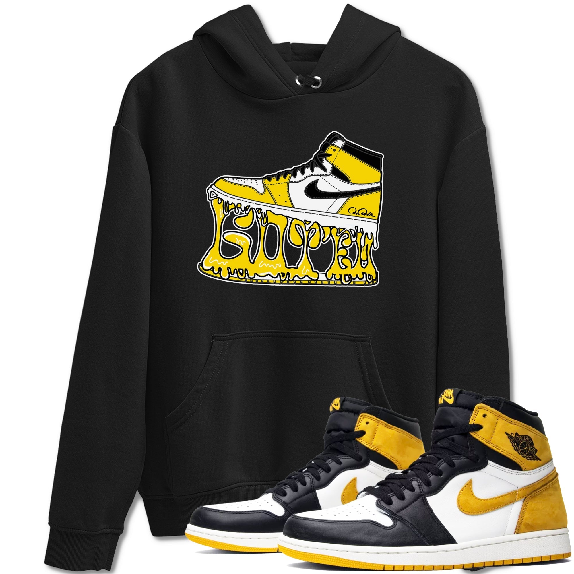 1s Yellow Ochre shirt to match jordans Shoe Stuck sneaker tees streetwear brand Air Jordan 1 Yellow Ochre Drip Gear Zone Brand unisex cotton Black 1 crew neck shirt