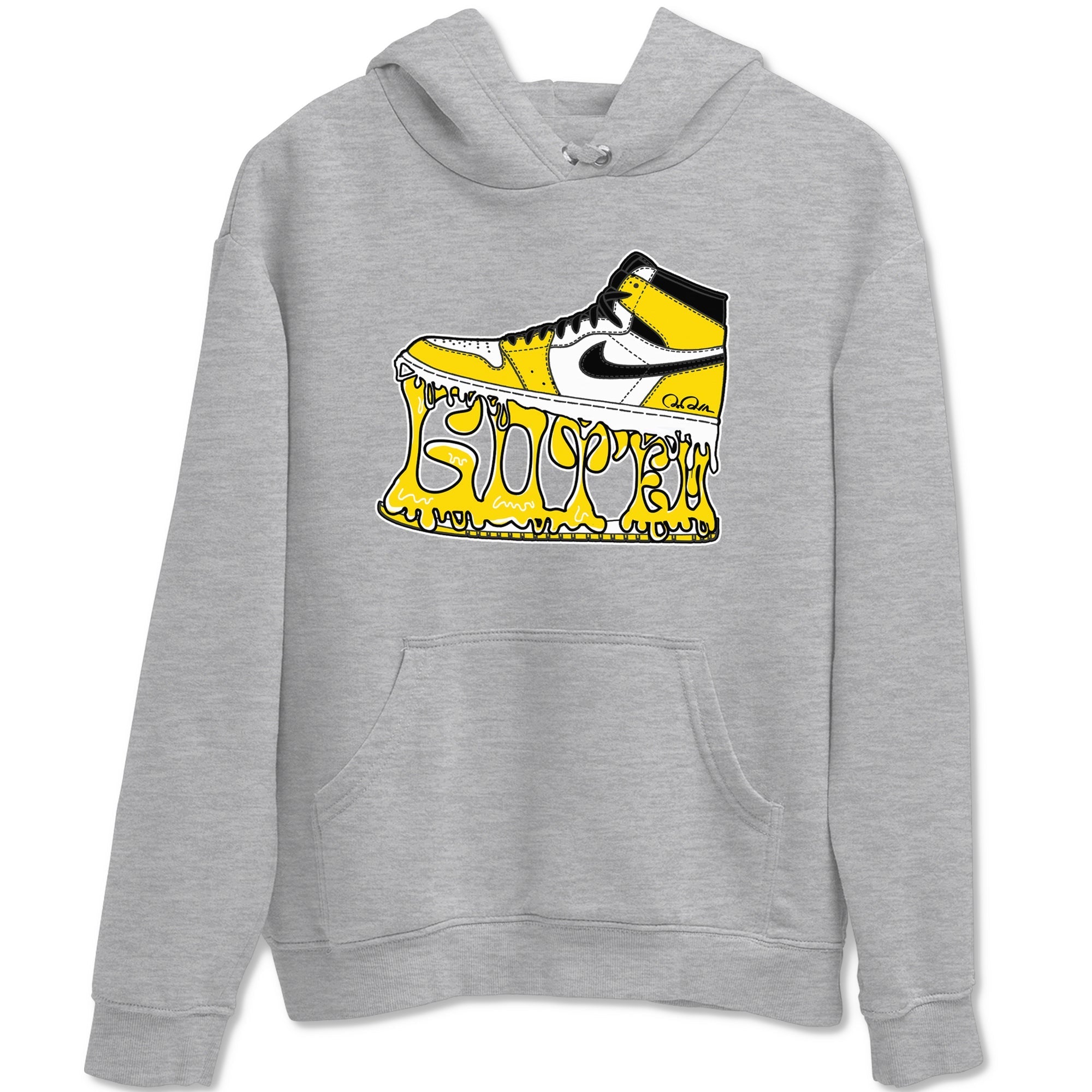 1s Yellow Ochre shirt to match jordans Shoe Stuck sneaker tees streetwear brand Air Jordan 1 Yellow Ochre Drip Gear Zone Brand unisex cotton Heather Grey 2 crew neck shirt