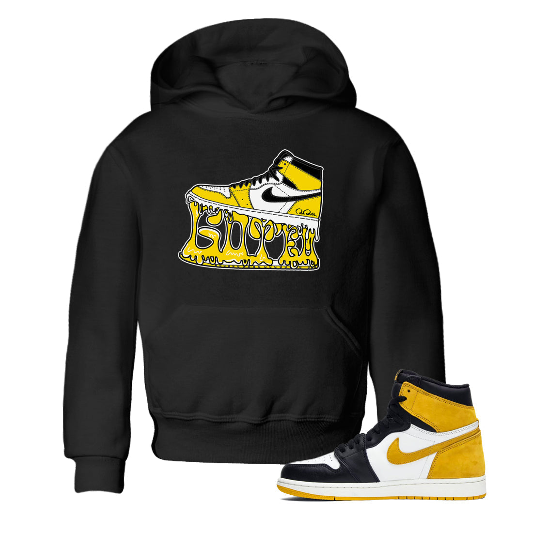 1s Yellow Ochre shirt to match jordans Shoe Stuck sneaker tees streetwear brand Air Jordan 1 Yellow Ochre Drip Gear Zone Brand baby toddler Black 1 cotton Shirt