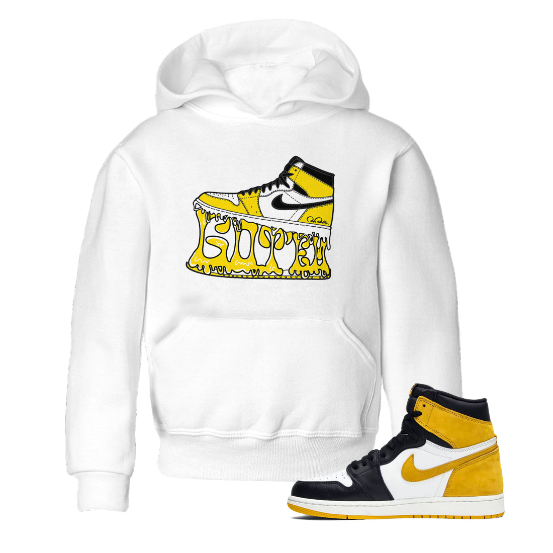 1s Yellow Ochre shirt to match jordans Shoe Stuck sneaker tees streetwear brand Air Jordan 1 Yellow Ochre Drip Gear Zone Brand baby toddler White 1 cotton Shirt
