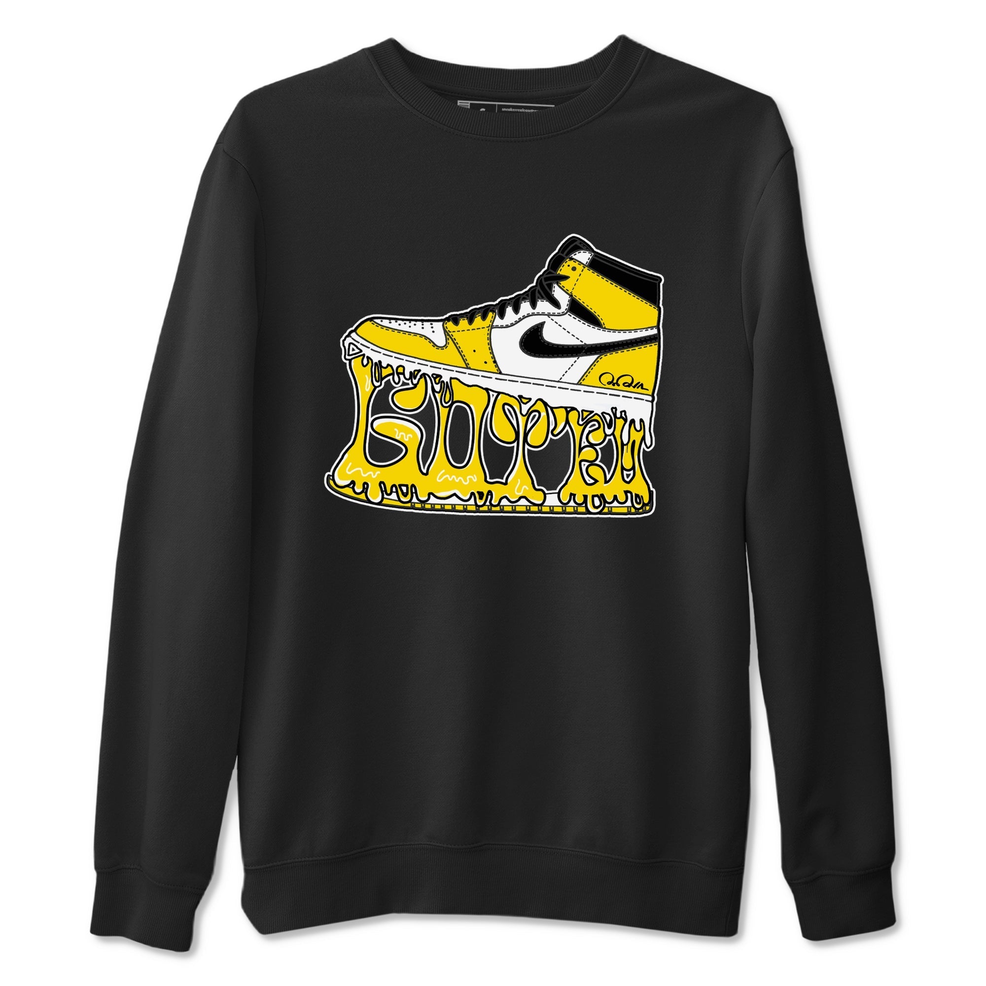1s Yellow Ochre shirt to match jordans Shoe Stuck sneaker tees streetwear brand Air Jordan 1 Yellow Ochre Drip Gear Zone Brand unisex cotton Black 2 crew neck shirt