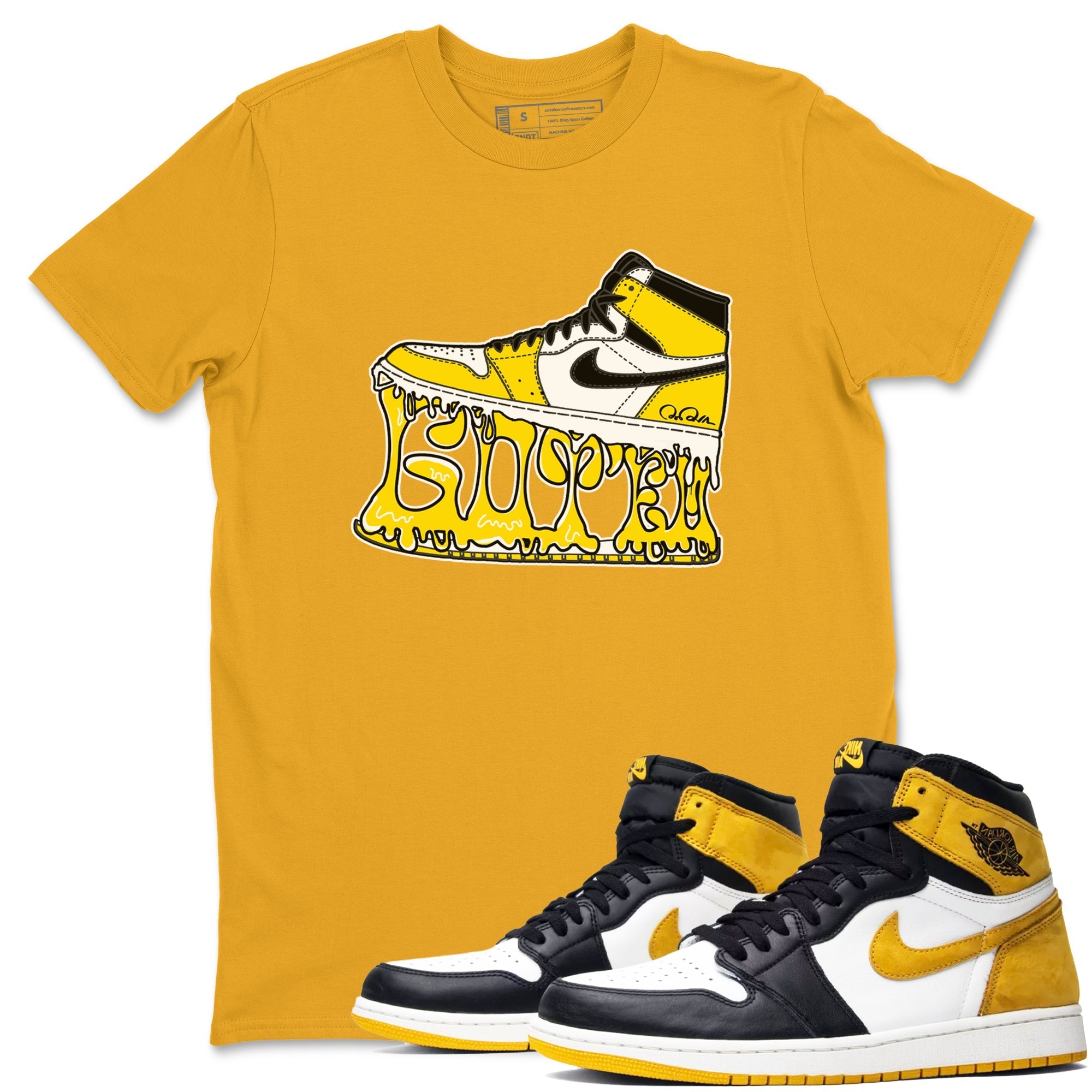 1s Yellow Ochre shirt to match jordans Shoe Stuck sneaker tees streetwear brand Air Jordan 1 Yellow Ochre Drip Gear Zone Brand unisex cotton Gold 1 crew neck shirt