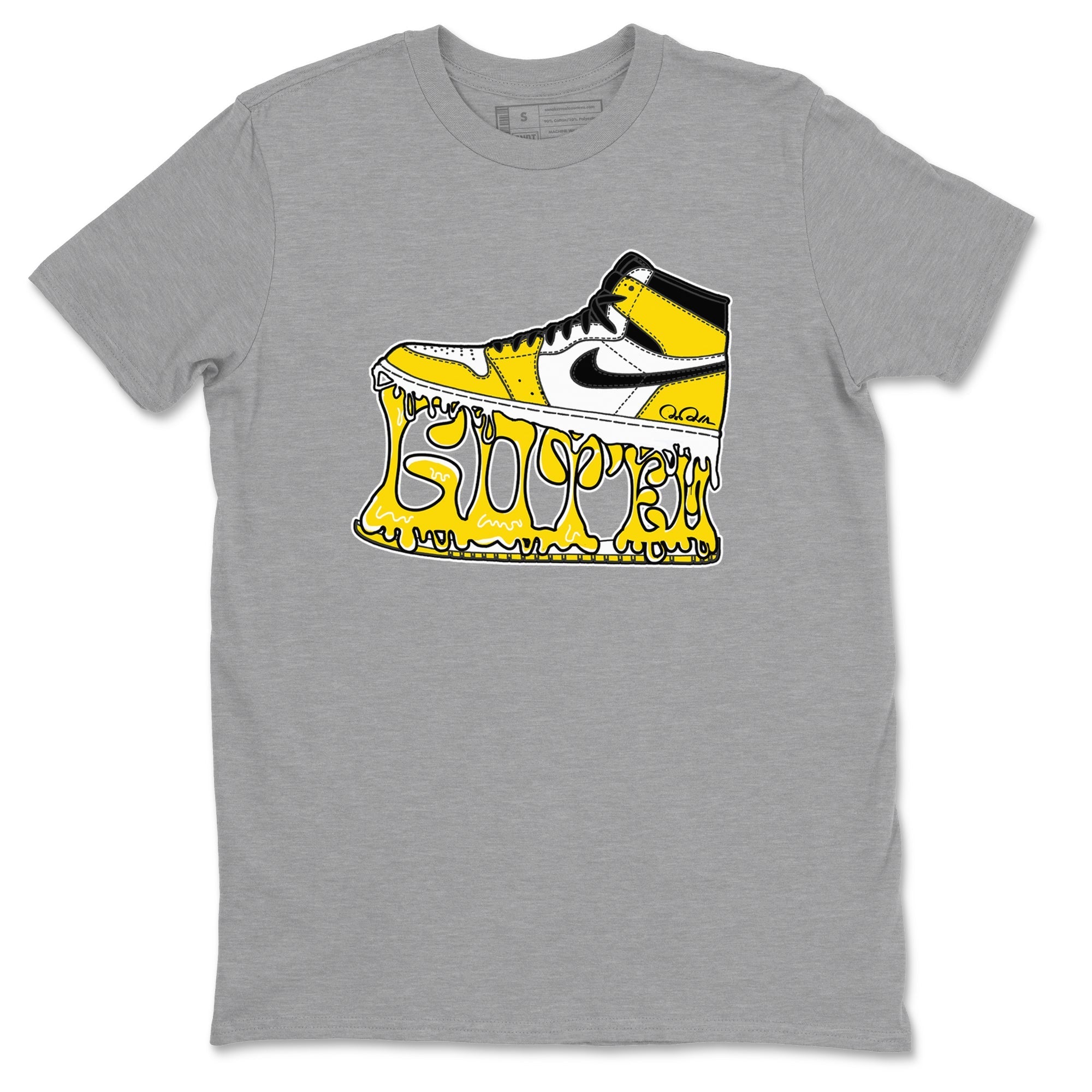 1s Yellow Ochre shirt to match jordans Shoe Stuck sneaker tees streetwear brand Air Jordan 1 Yellow Ochre Drip Gear Zone Brand unisex cotton Heather Grey 2 crew neck shirt