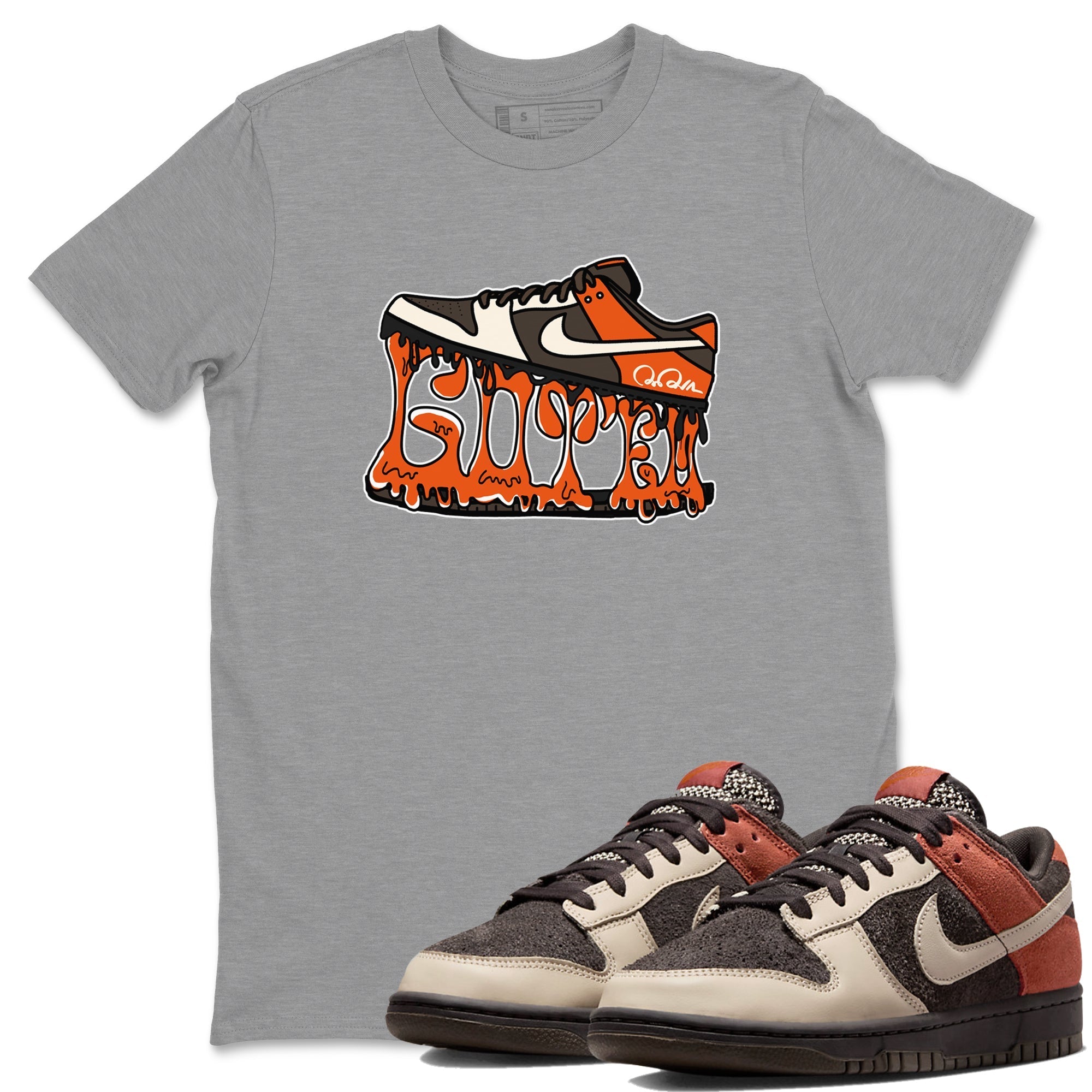 Dunk Red Panda shirt to match jordans Shoe Stuck sneaker tees Nike Dunk Low Red Panda Drip Gear Zone Sneaker T-Shirts Crew Neck Casual Fit Heather Grey 1 T-Shirt