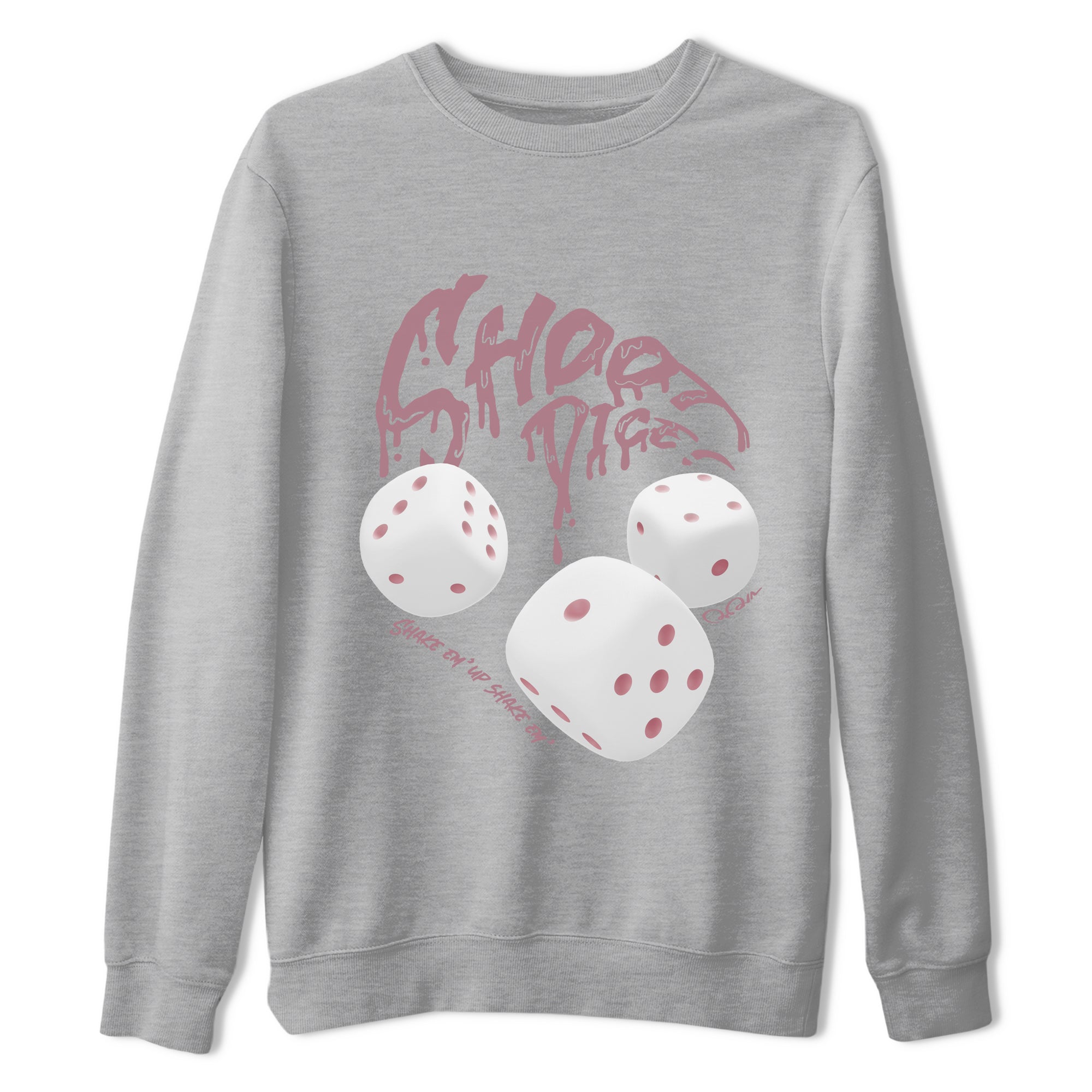 Air Jordan 1 Mauve shirt to match jordans Shoot Dice crew neck streetwear t-shirt AJ1Mauve Drip Gear Zone Unisex Heather Grey 2 Sneaker Matching Tee