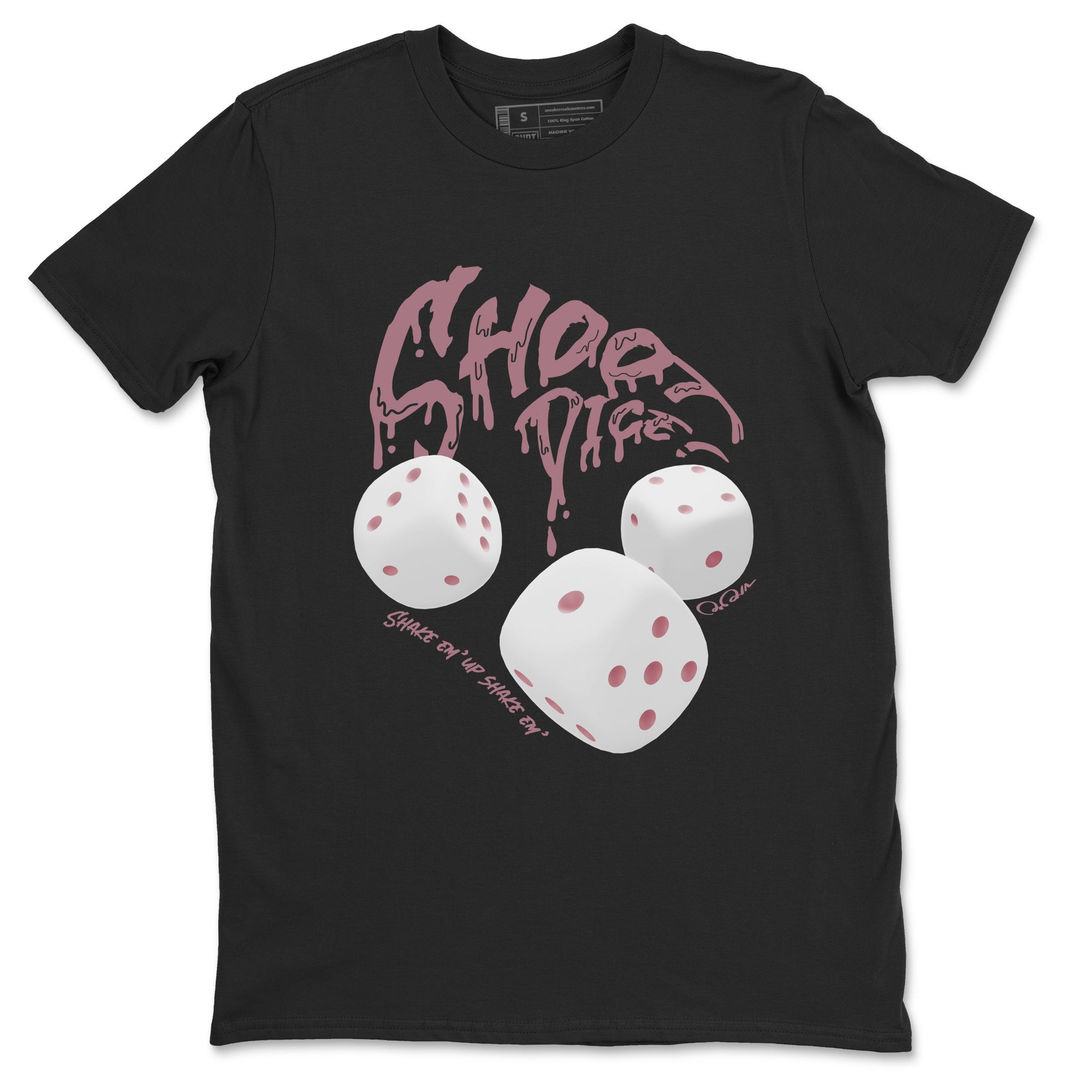 Air Jordan 1 Mauve shirt to match jordans Shoot Dice crew neck streetwear t-shirt AJ1Mauve Drip Gear Zone Unisex Black 2 Sneaker Matching Tee