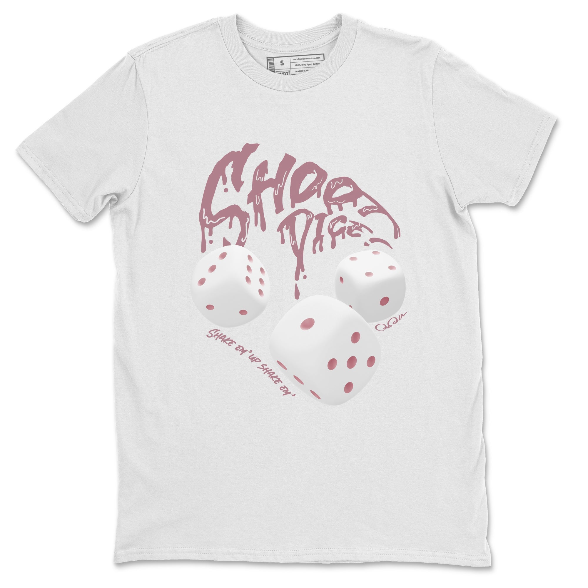 Air Jordan 1 Mauve shirt to match jordans Shoot Dice crew neck streetwear t-shirt AJ1Mauve Drip Gear Zone Unisex White 2 Sneaker Matching Tee
