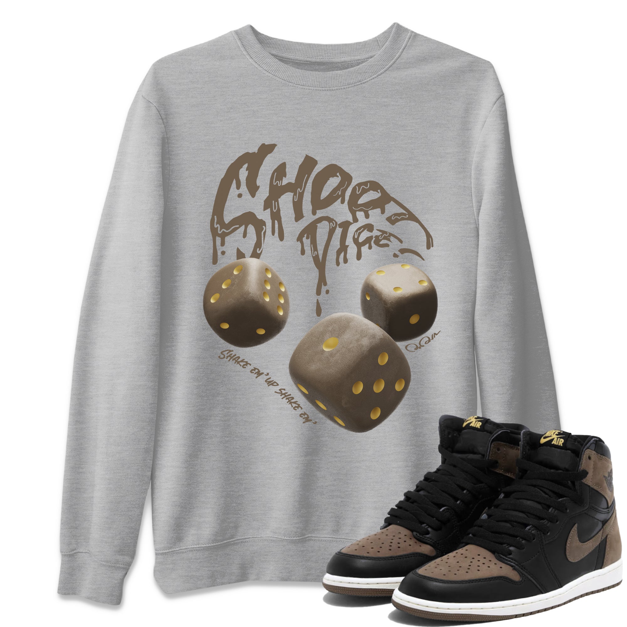 Air Jordan 1 Palomino shirt to match jordans Shoot Dice Streetwear Sneaker Shirt AJ1 High Palomino Drip Gear Zone Sneaker Matching Clothing Unisex Heather Grey 1 T-Shirt