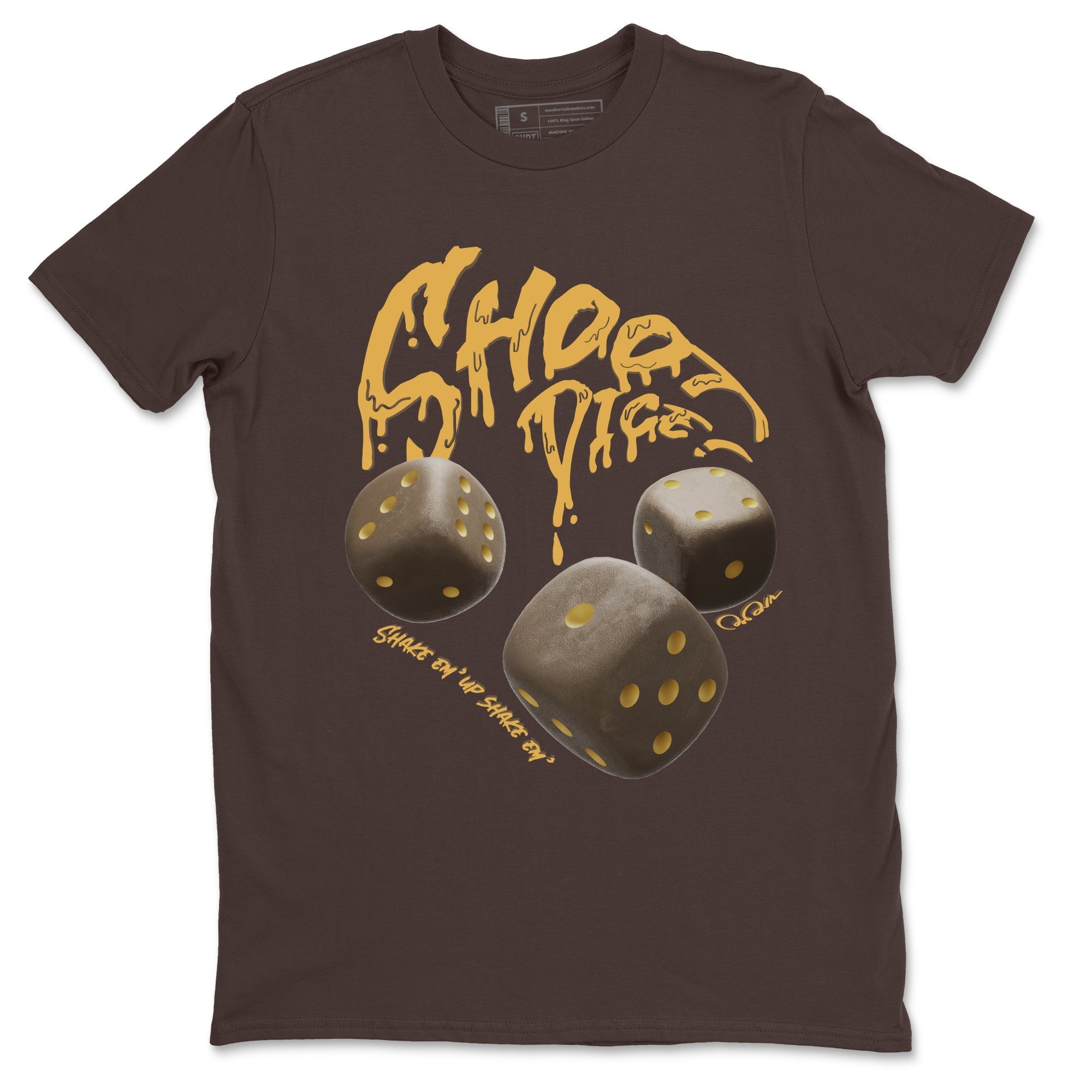 Air Jordan 1 Palomino shirt to match jordans Shoot Dice Streetwear Sneaker Shirt AJ1 High Palomino Drip Gear Zone Sneaker Matching Clothing Unisex Dark Chocolate 2 T-Shirt