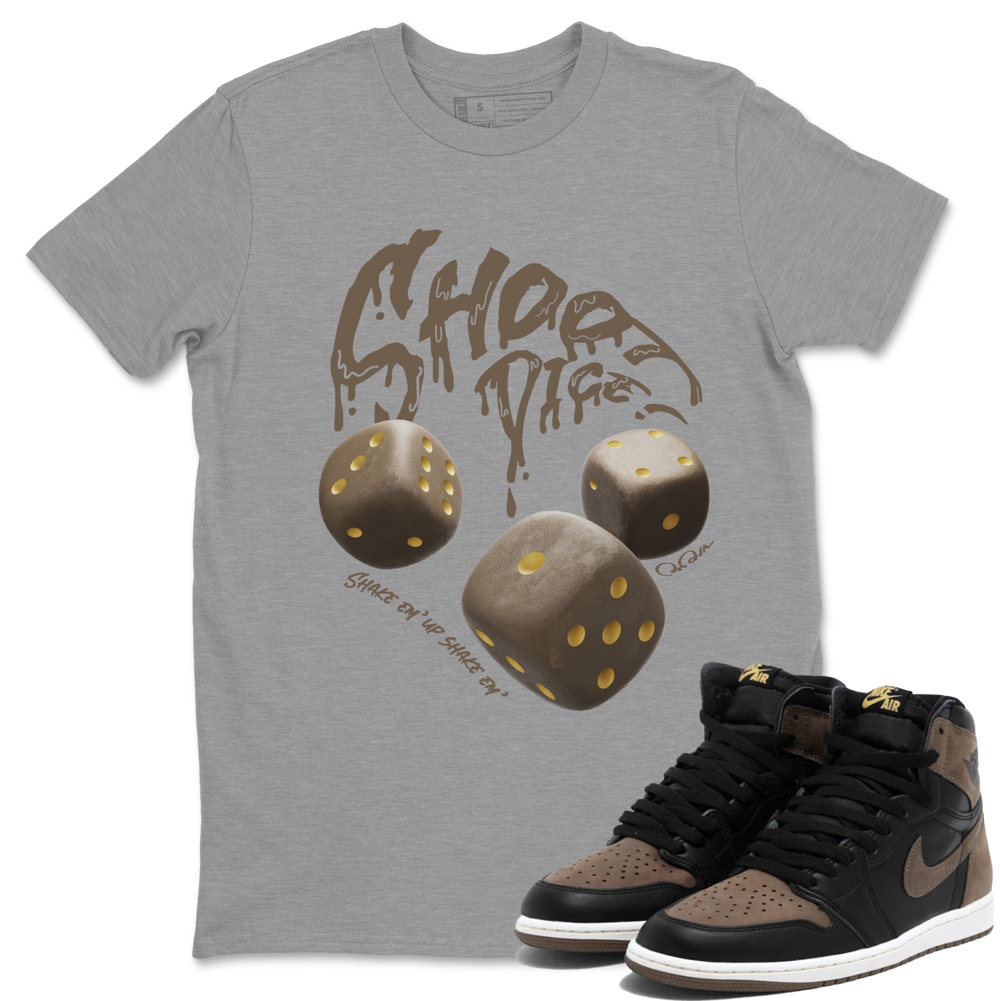 Air Jordan 1 Palomino shirt to match jordans Shoot Dice Streetwear Sneaker Shirt AJ1 High Palomino Drip Gear Zone Sneaker Matching Clothing Unisex Heather Grey 1 T-Shirt