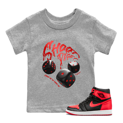 Air Jordan 1 Satin Bred Sneaker Match Tees Shoot Dice Sneaker Tees AJ1 Satin Bred Sneaker Release Tees Kids Shirts Heather Grey 1