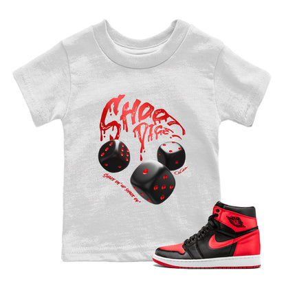 Air Jordan 1 Satin Bred Sneaker Match Tees Shoot Dice Sneaker Tees AJ1 Satin Bred Sneaker Release Tees Kids Shirts White 1