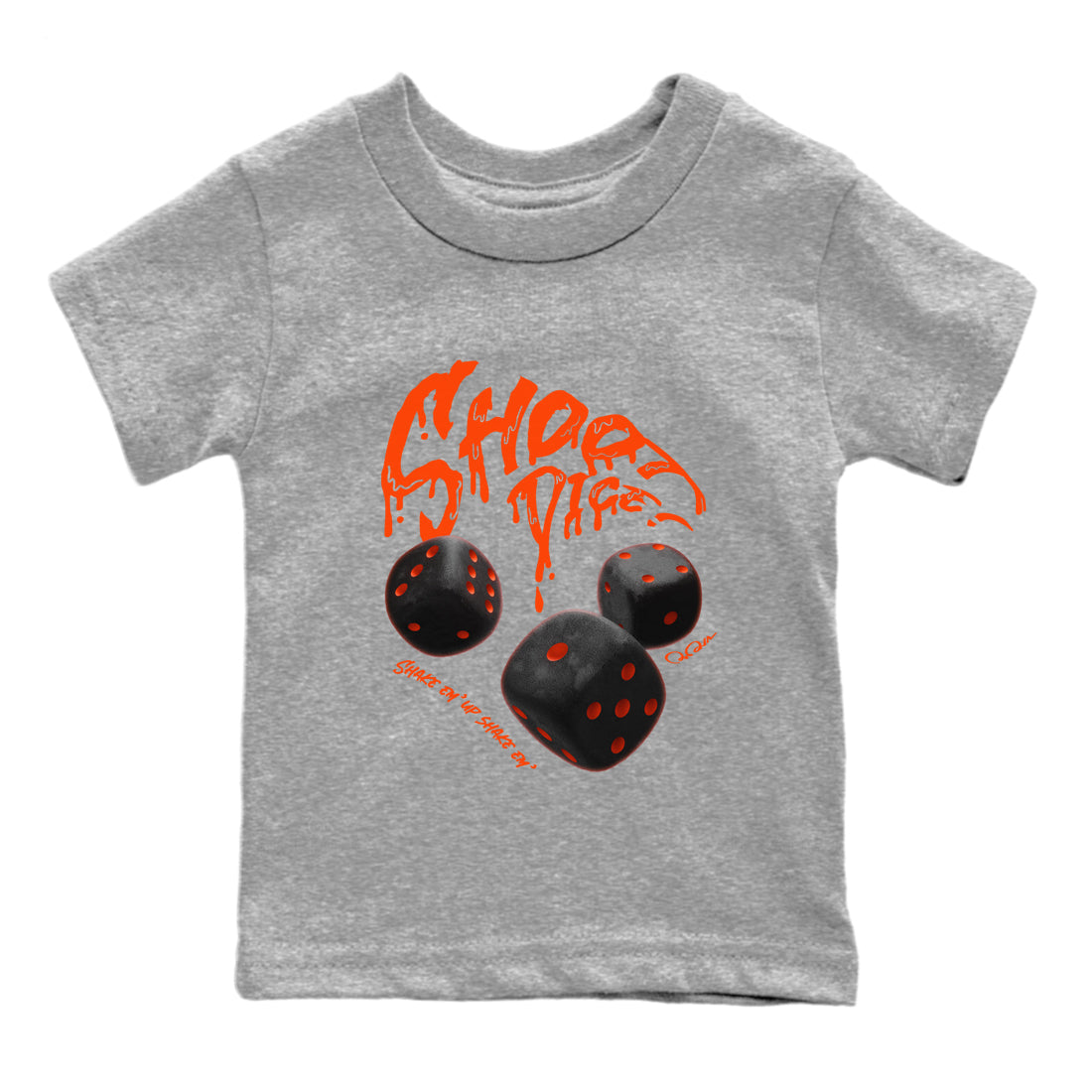 Air Jordan 12 Brilliant Orange Sneaker Match Tees Shoot Dice Streetwear Sneaker Shirt AJ1 OG High2 Brilliant Orange Sneaker Release Tees Kids Shirts Heather Grey 2