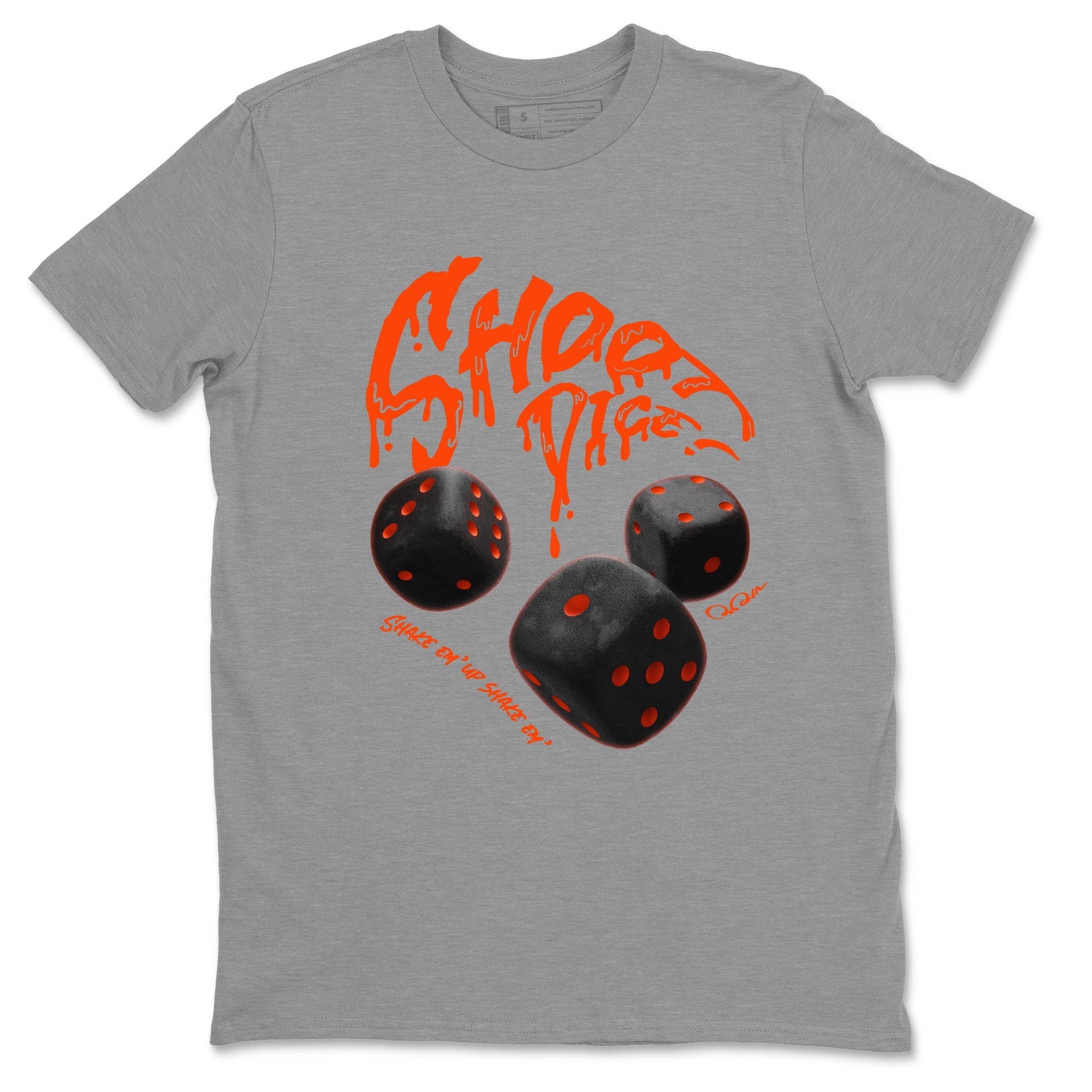 Air Jordan 12 Brilliant Orange Sneaker Match Tees Shoot Dice Streetwear Sneaker Shirt AJ1 OG High2 Brilliant Orange Sneaker Release Tees Unisex Shirts Heather Grey 2