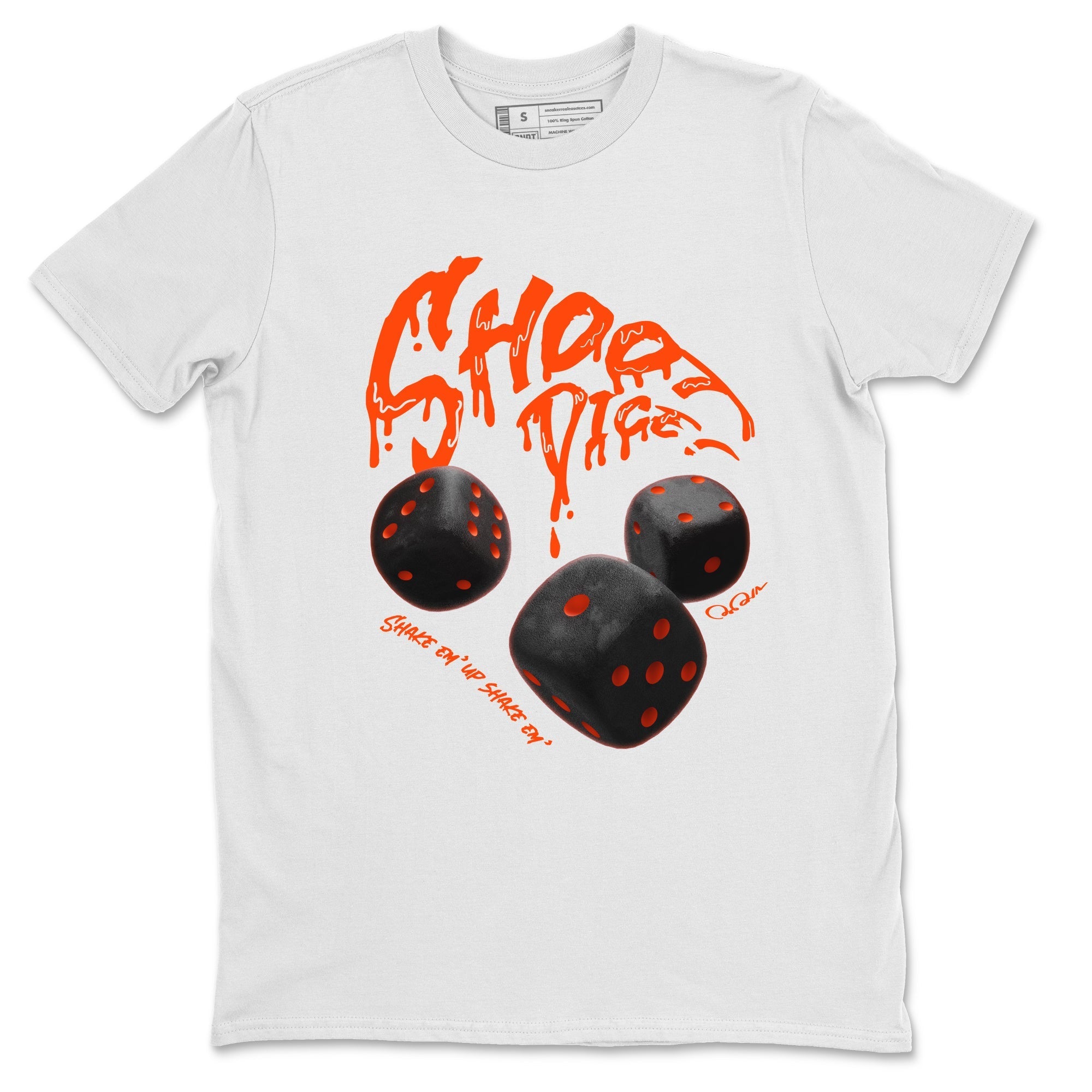 Air Jordan 12 Brilliant Orange Sneaker Match Tees Shoot Dice Streetwear Sneaker Shirt AJ1 OG High2 Brilliant Orange Sneaker Release Tees Unisex Shirts White 2