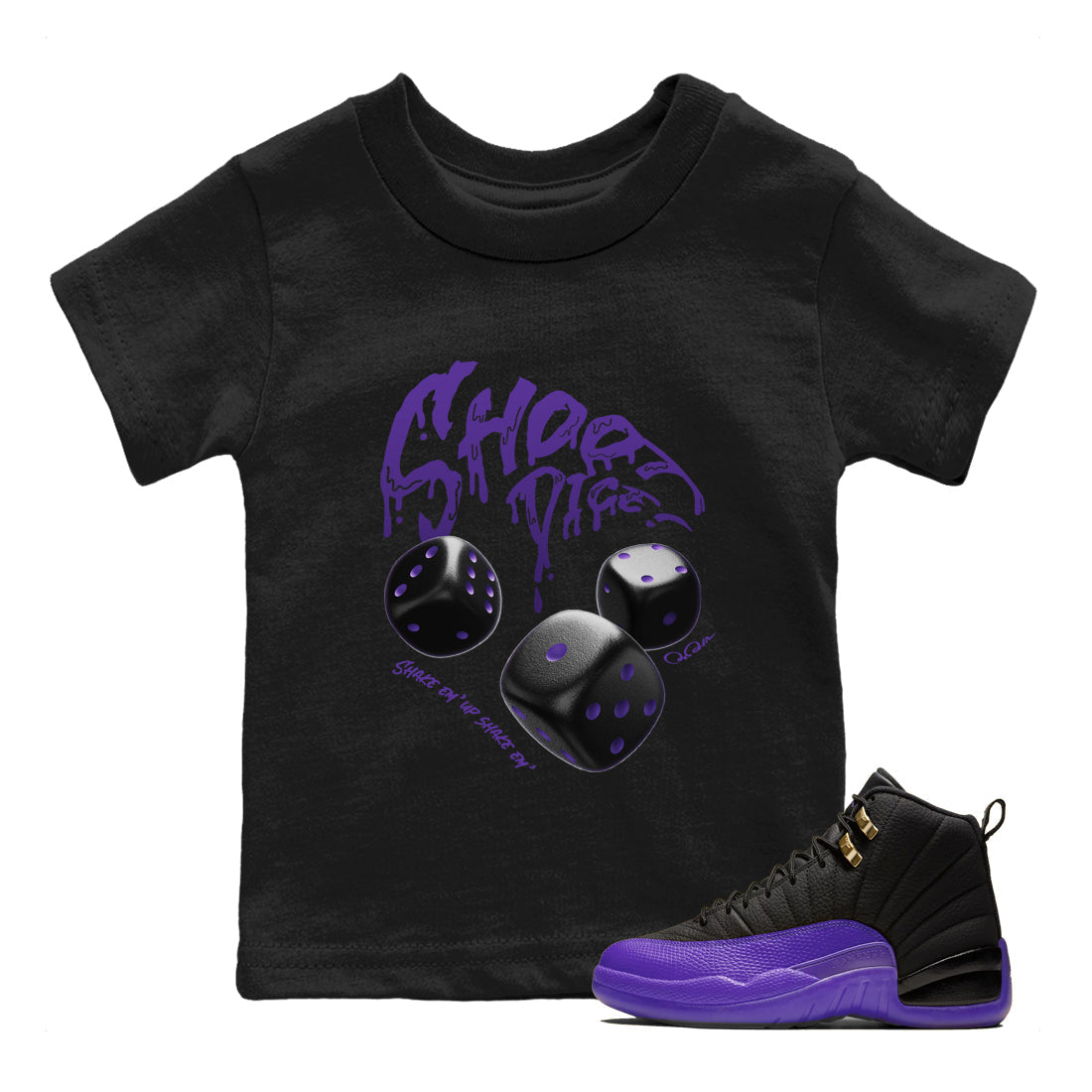 Air Jordan 12 Field Purple Sneaker Match Tees Shoot Dice Streetwear Sneaker Shirt AJ1 OG High2 Field Purple Sneaker Release Tees Kids Shirts Black 1