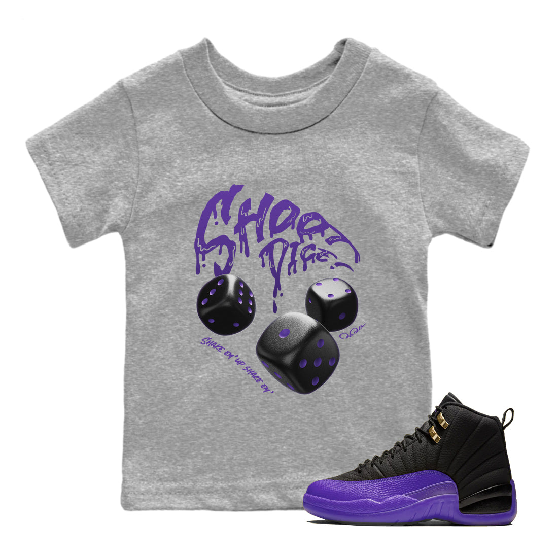Air Jordan 12 Field Purple Sneaker Match Tees Shoot Dice Streetwear Sneaker Shirt AJ1 OG High2 Field Purple Sneaker Release Tees Kids Shirts Heather Grey 1