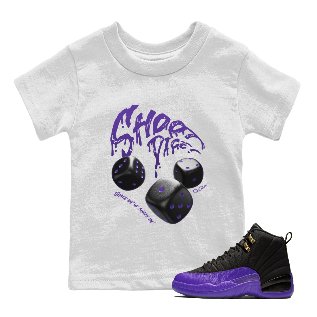 Air Jordan 12 Field Purple Sneaker Match Tees Shoot Dice Streetwear Sneaker Shirt AJ1 OG High2 Field Purple Sneaker Release Tees Kids Shirts White 1