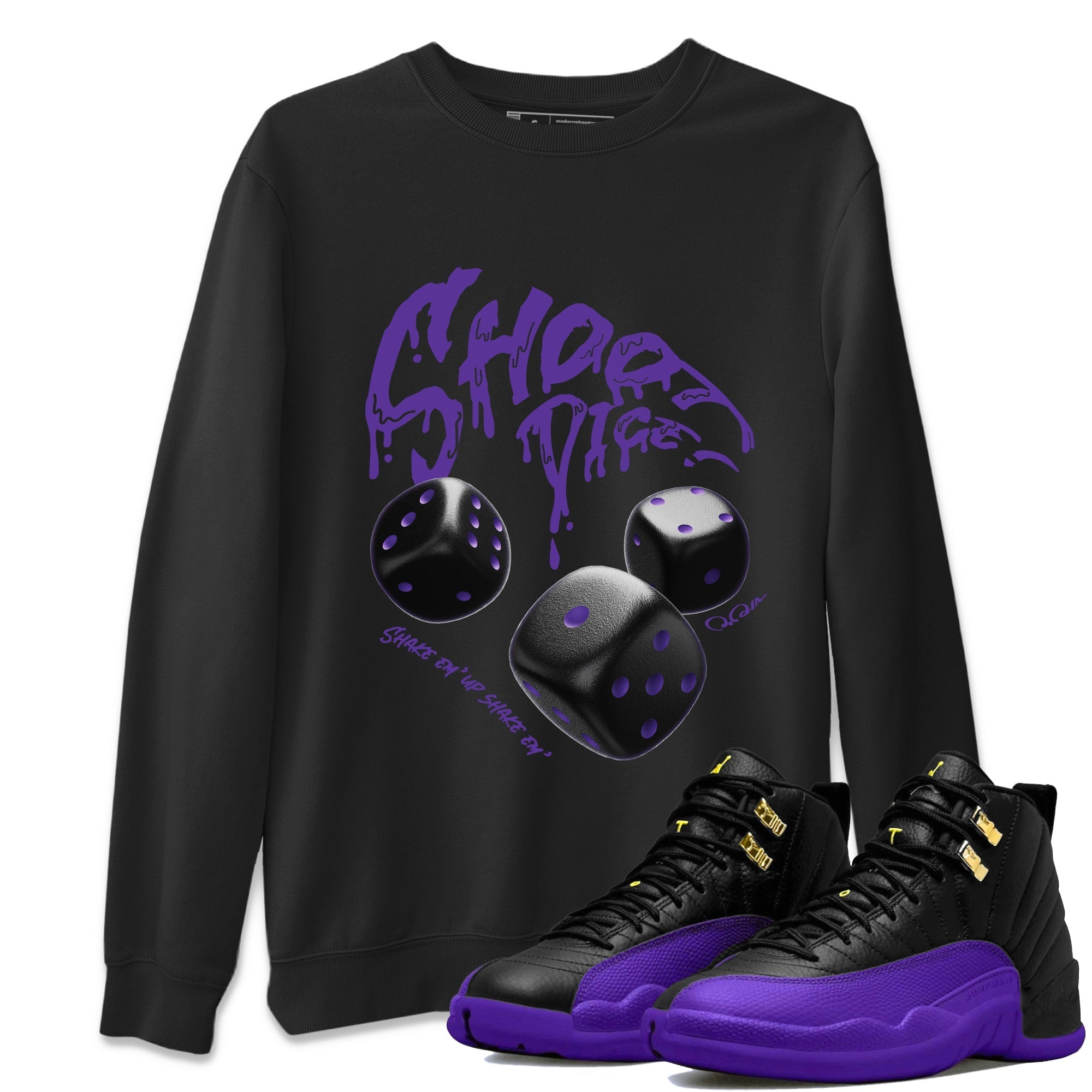 Air Jordan 12 Field Purple Sneaker Match Tees Shoot Dice Streetwear Sneaker Shirt AJ1 OG High2 Field Purple Sneaker Release Tees Unisex Shirts Black 1