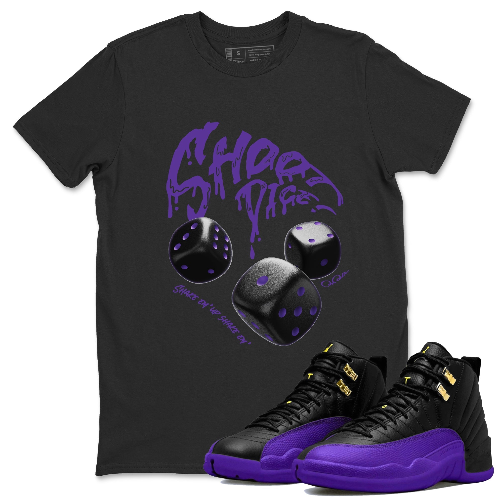 Air Jordan 12 Field Purple Sneaker Match Tees Shoot Dice Streetwear Sneaker Shirt AJ1 OG High2 Field Purple Sneaker Release Tees Unisex Shirts Black 1