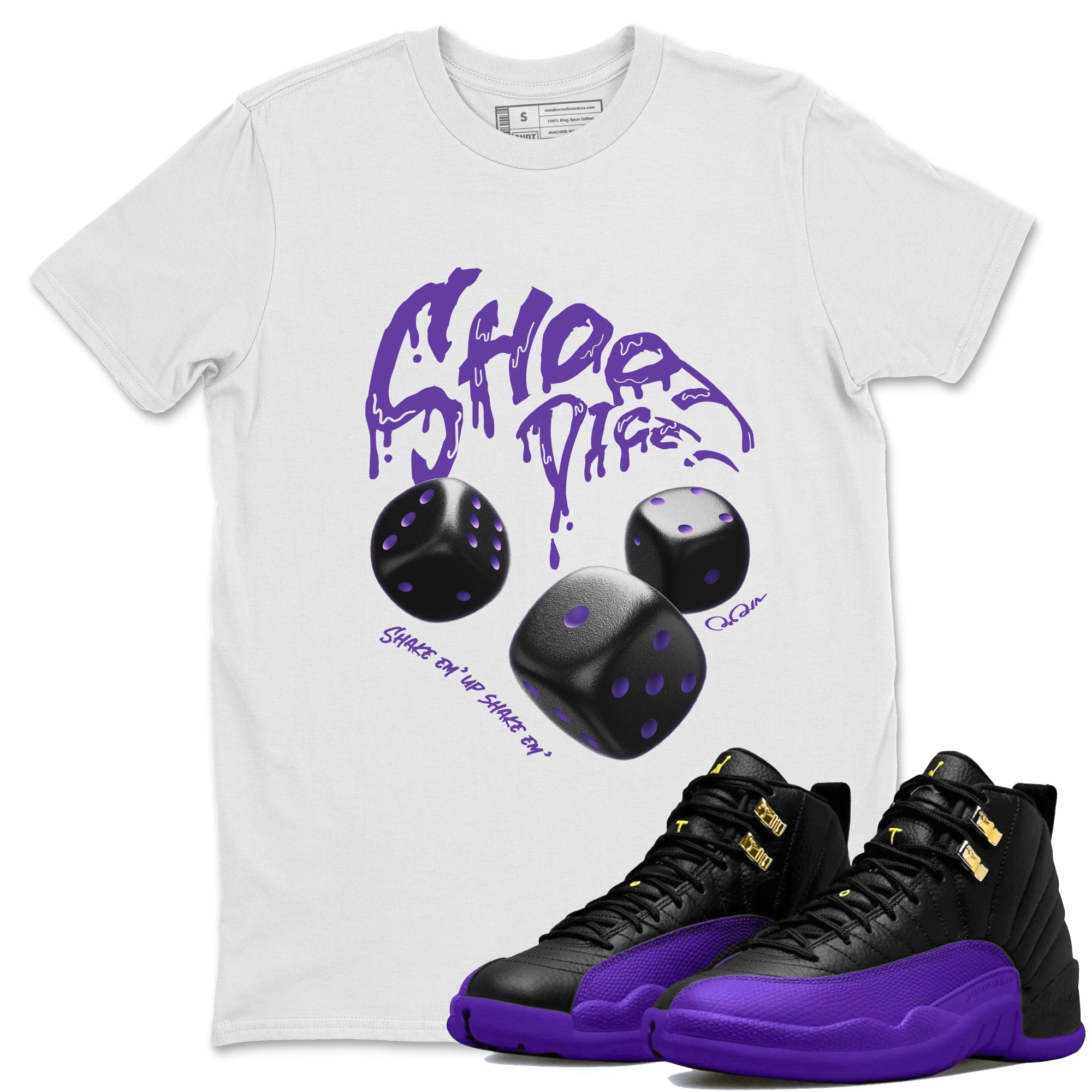 Air Jordan 12 Field Purple Sneaker Match Tees Shoot Dice Streetwear Sneaker Shirt AJ1 OG High2 Field Purple Sneaker Release Tees Unisex Shirts White 1