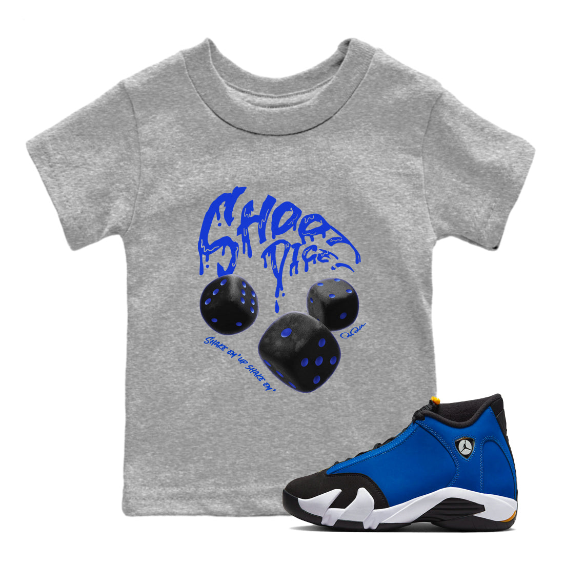 Air Jordan 14 Laney Sneaker Match Tees Shoot Dice Sneaker Tees AJ14 Laney Sneaker Release Tees Kids Shirts Heather Grey 1