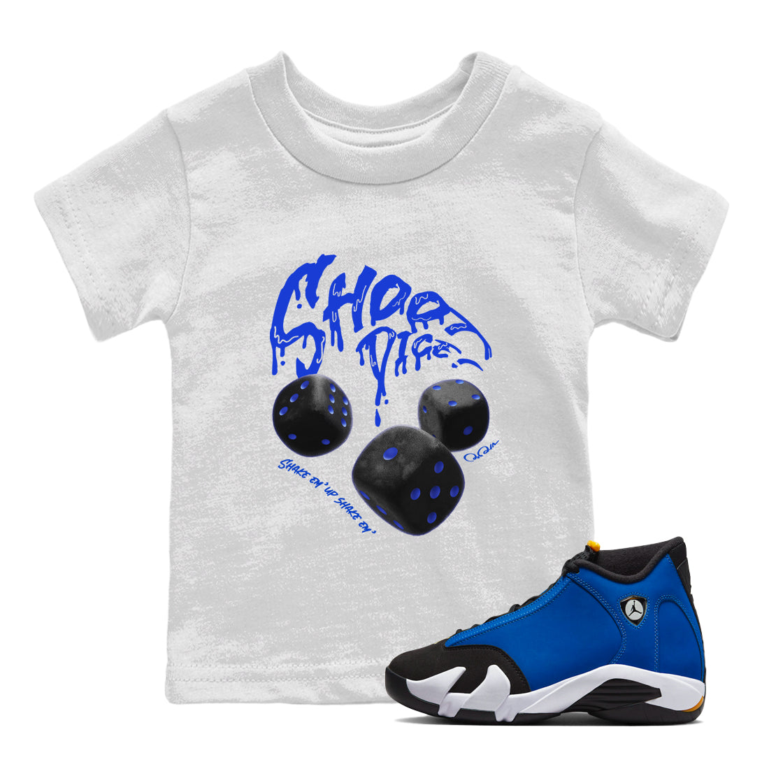 Air Jordan 14 Laney Sneaker Match Tees Shoot Dice Sneaker Tees AJ14 Laney Sneaker Release Tees Kids Shirts White 1