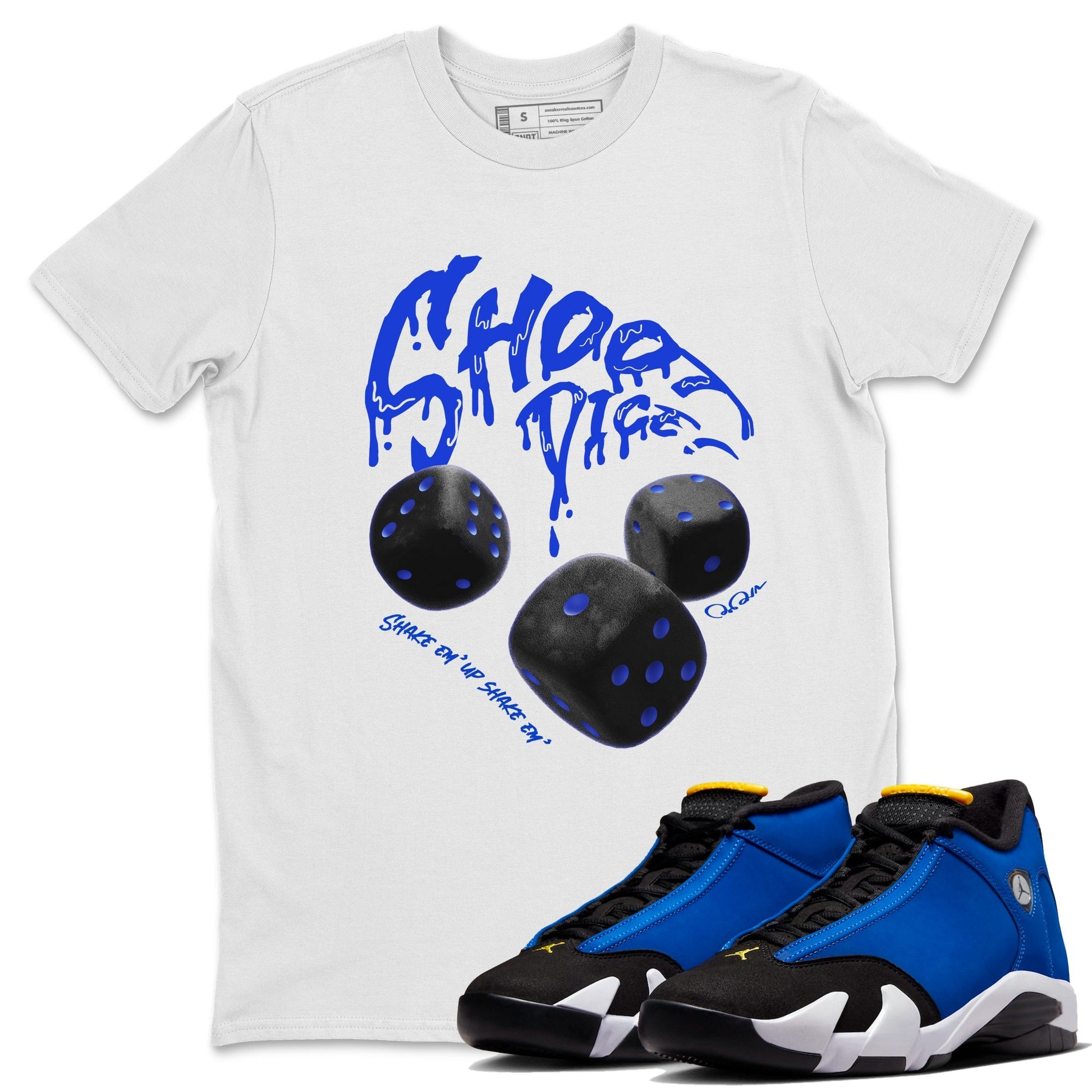 Air Jordan 14 Laney Sneaker Match Tees Shoot Dice Sneaker Tees AJ14 Laney Sneaker Release Tees Unisex Shirts White 1