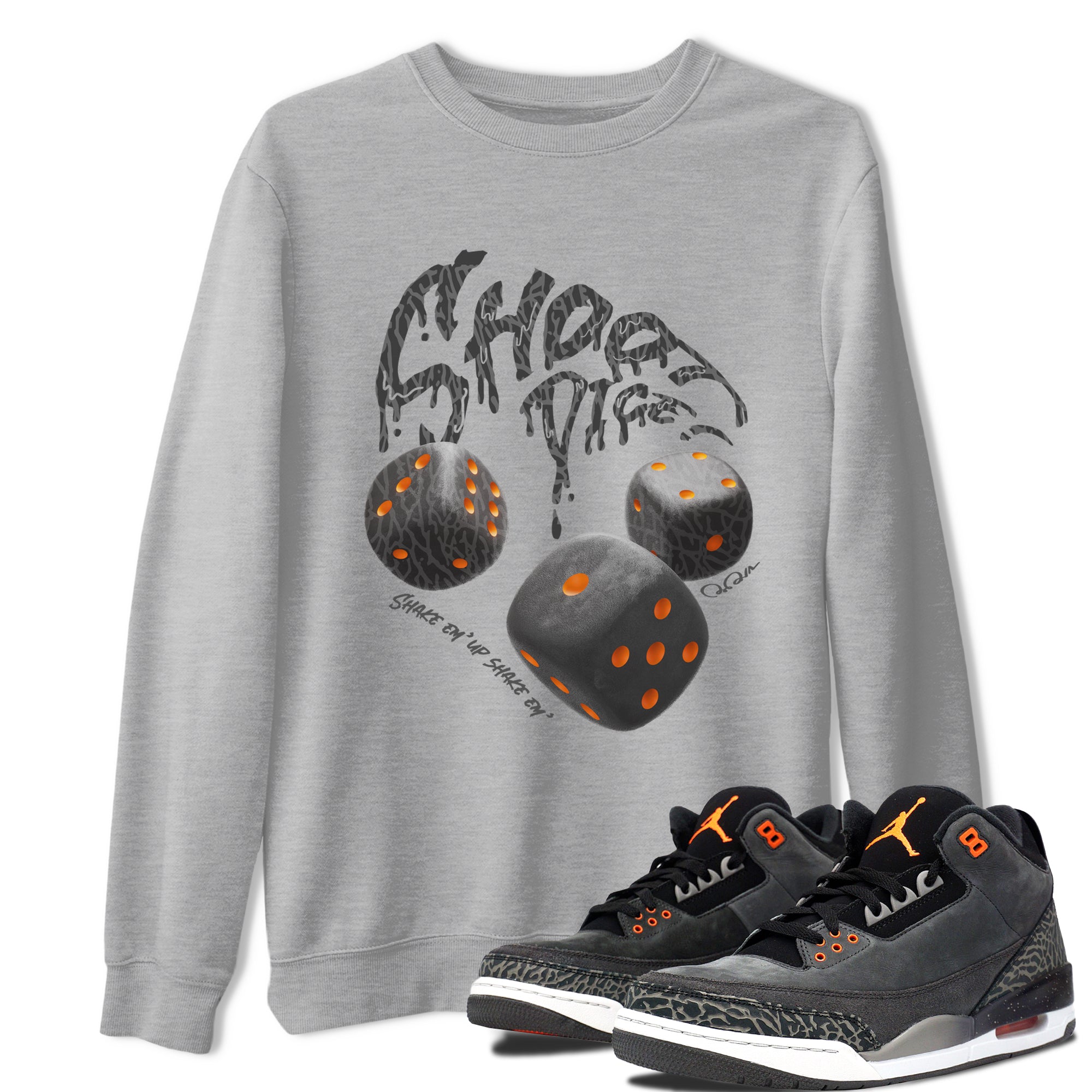 Air Jordan 3 Fear shirt to match jordans Shoot Dice sneaker tees AJ3 Fear Drip Gear Zone Unisex Heather Grey 1 T-Shirt