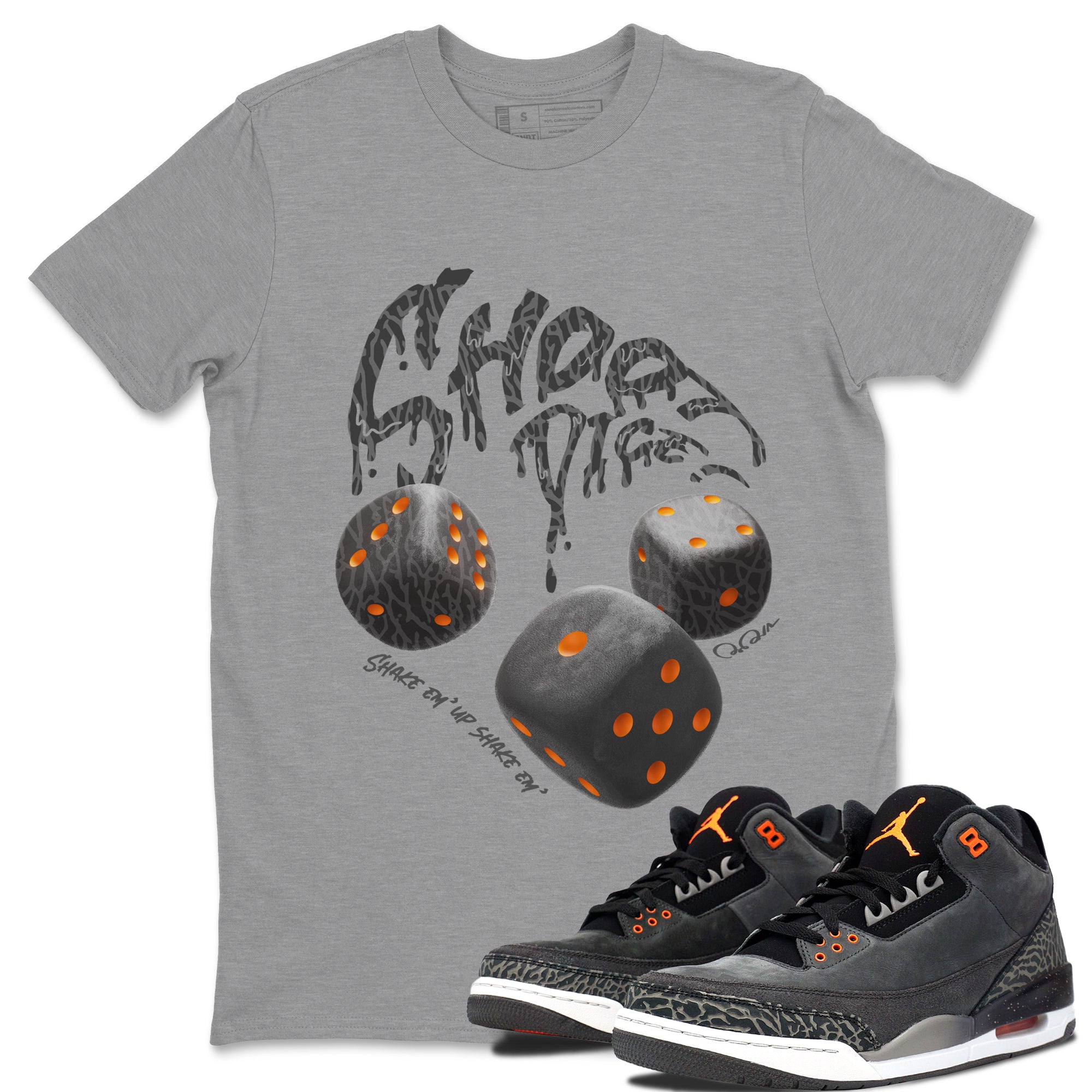 Air Jordan 3 Fear shirt to match jordans Shoot Dice sneaker tees AJ3 Fear Drip Gear Zone Unisex Heather Grey 1 T-Shirt