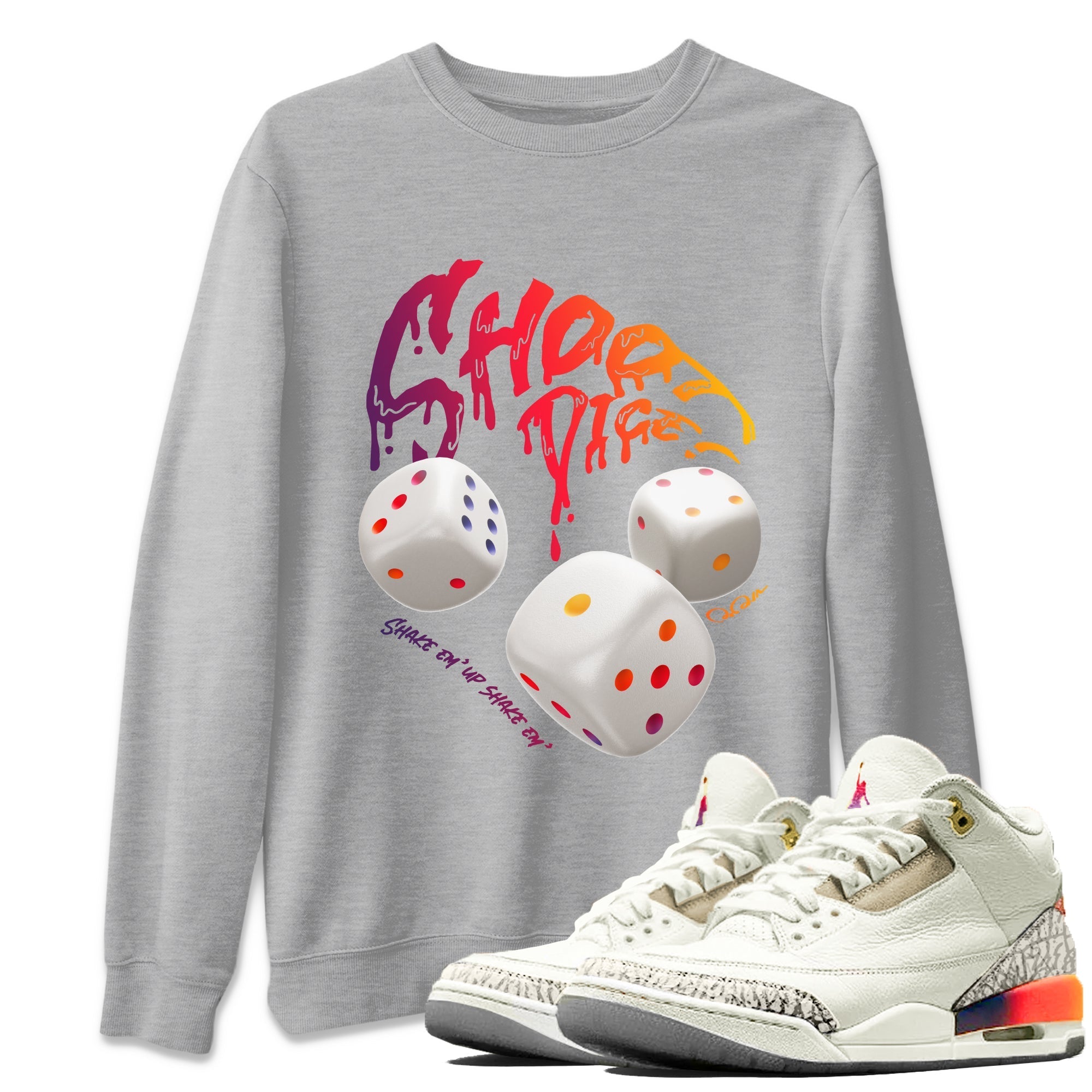 Air Jordan 3 J Balvin shirt to match jordans Shoot Dice Streetwear Sneaker Shirt AJ3 Balvin  Drip Gear Zone Sneaker Matching Clothing LGBTQ Gay Pride T-Shirt Unisex Heather Grey 1 T-Shirt