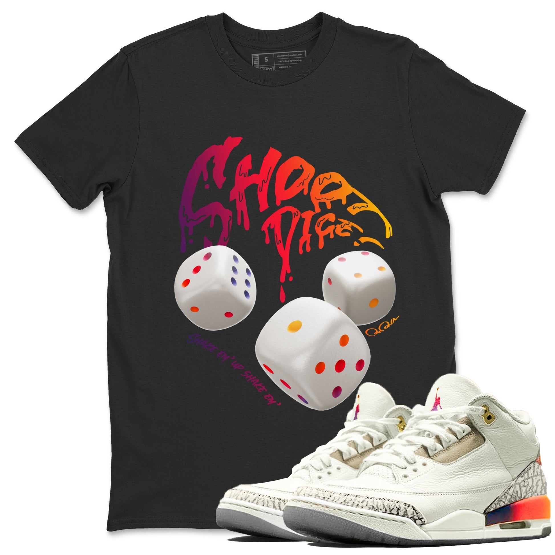 Air Jordan 3 J Balvin shirt to match jordans Shoot Dice Streetwear Sneaker Shirt AJ3 Balvin  Drip Gear Zone Sneaker Matching Clothing LGBTQ Gay Pride T-Shirt Unisex Black 1 T-Shirt