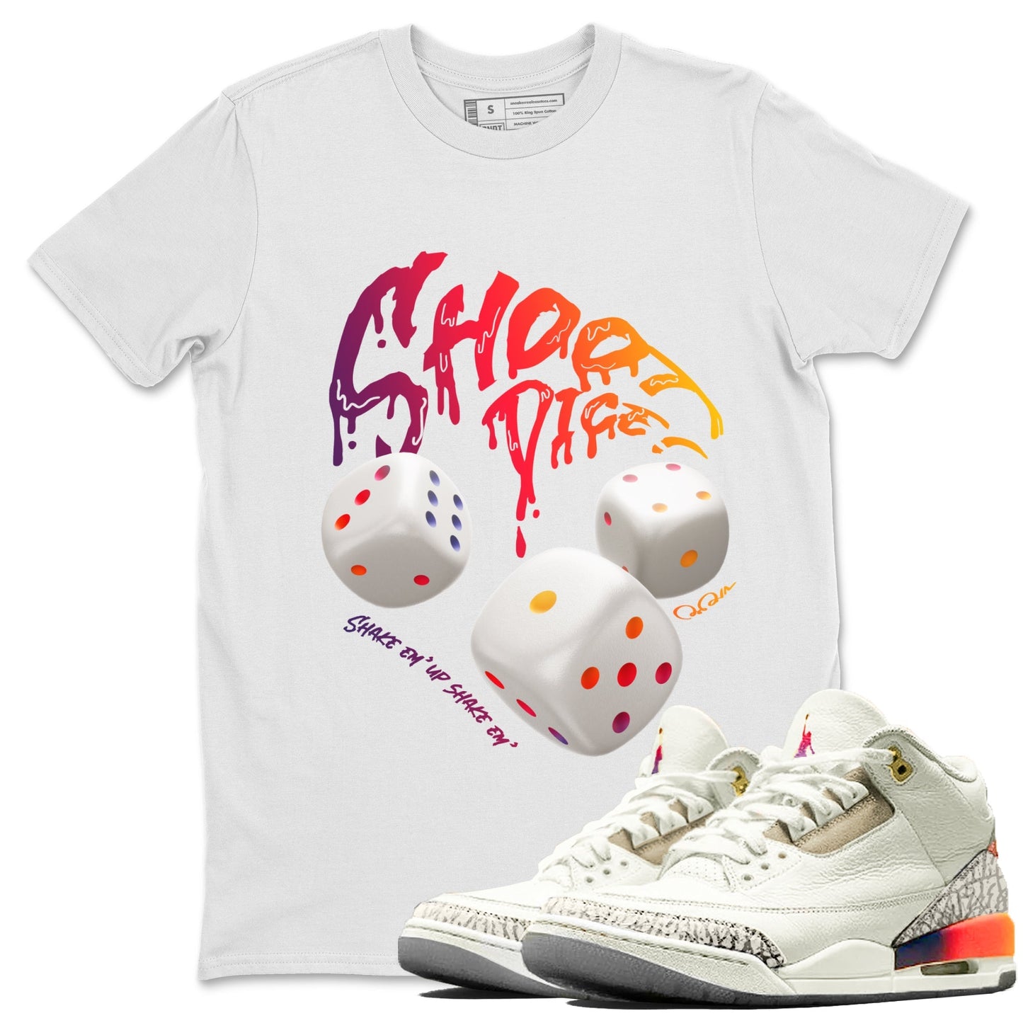 Air Jordan 3 J Balvin shirt to match jordans Shoot Dice Streetwear Sneaker Shirt AJ3 Balvin  Drip Gear Zone Sneaker Matching Clothing LGBTQ Gay Pride T-Shirt Unisex White 1 T-Shirt