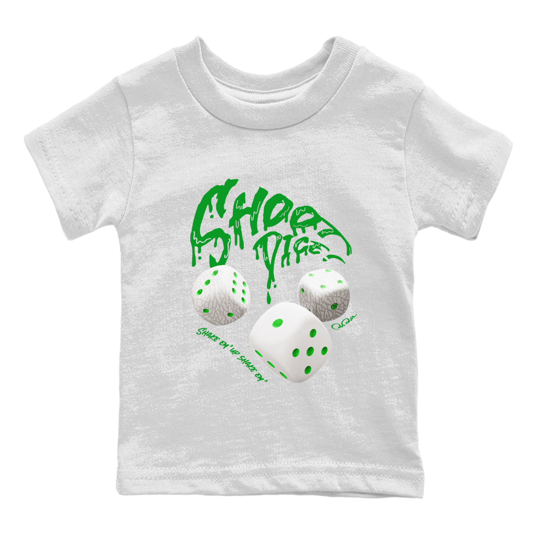Air Jordan 3 Lucky Green Sneaker Match Tees Shoot Dice Streetwear Sneaker Shirt AJ3 Lucky Green Sneaker Release Tees Kids Shirts White 2