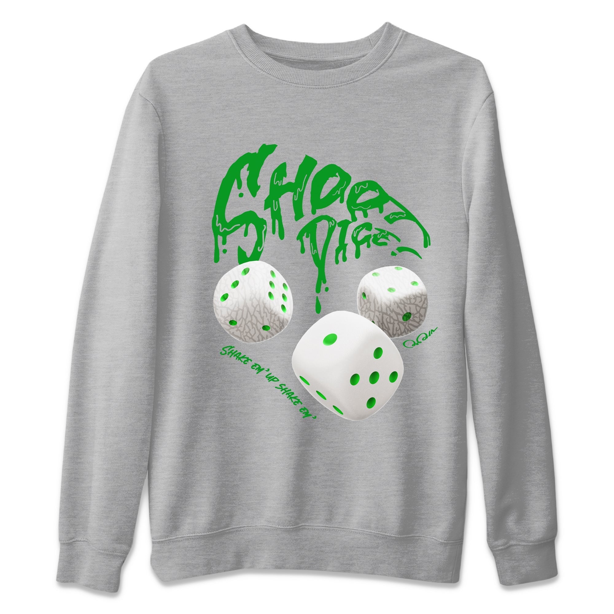 Air Jordan 3 Lucky Green Sneaker Match Tees Shoot Dice Streetwear Sneaker Shirt AJ3 Lucky Green Sneaker Release Tees Unisex Shirts Heather Grey 2