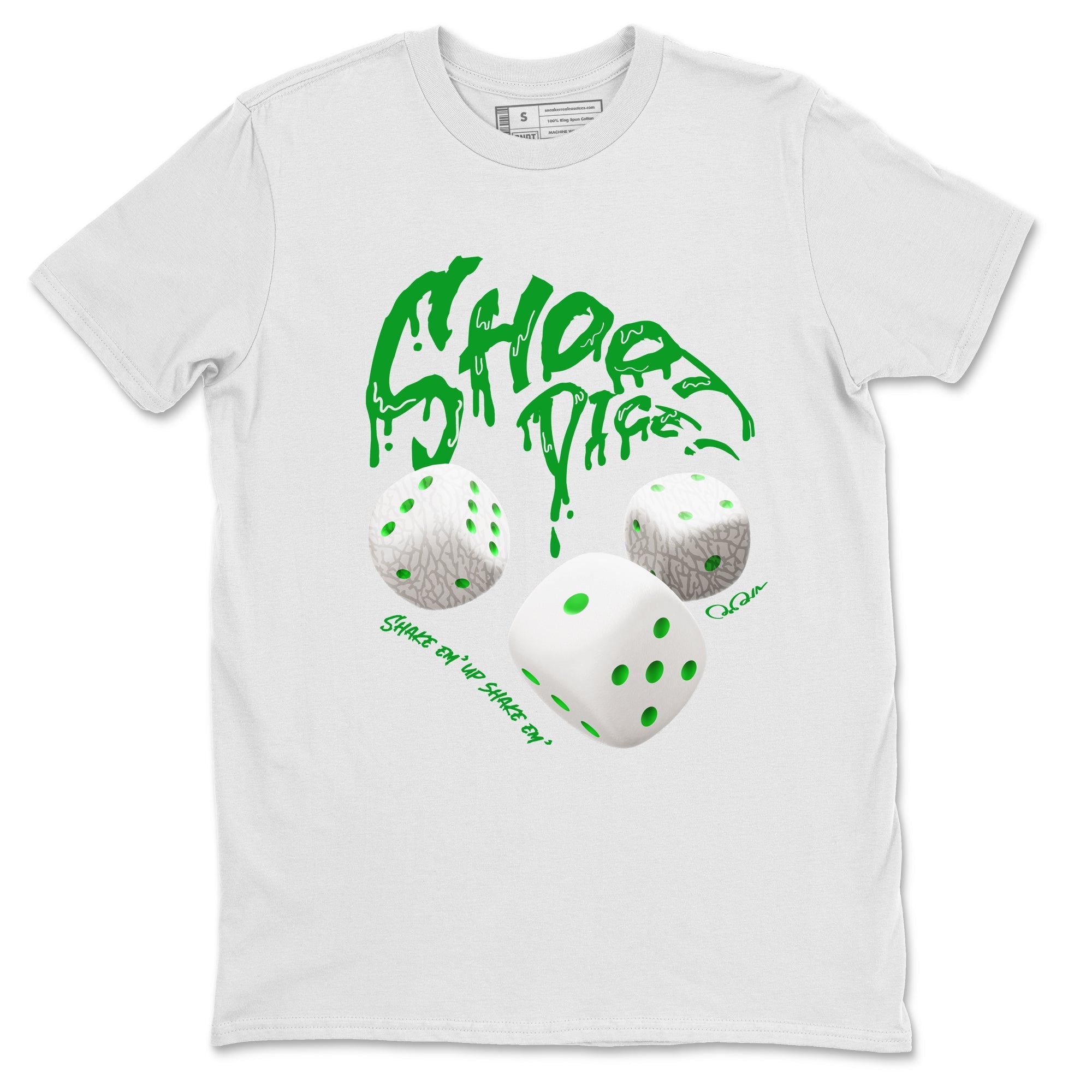 Air Jordan 3 Lucky Green Sneaker Match Tees Shoot Dice Streetwear Sneaker Shirt AJ3 Lucky Green Sneaker Release Tees Unisex Shirts White 2