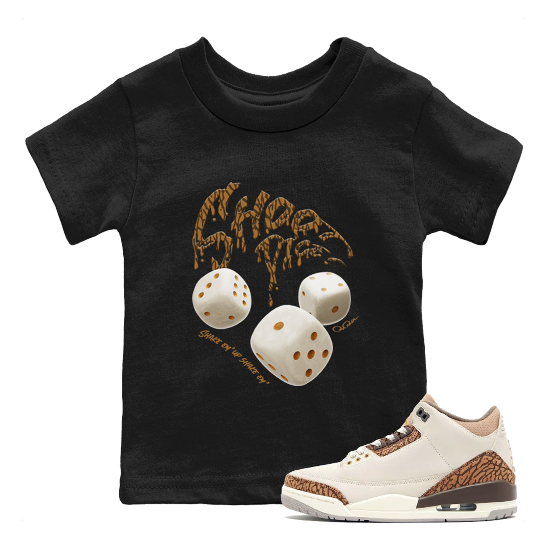 Air Jordan 3 Palomino Sneaker Match Tees Shoot Dice Sneaker Tees AJ3 Palomino Sneaker Release Tees Kids Shirts Black 1