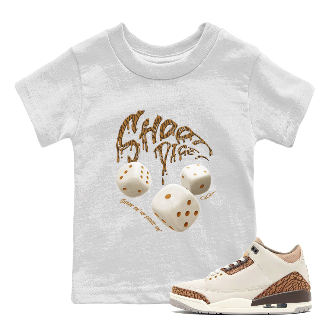 Air Jordan 3 Palomino Sneaker Match Tees Shoot Dice Sneaker Tees AJ3 Palomino Sneaker Release Tees Kids Shirts White 1