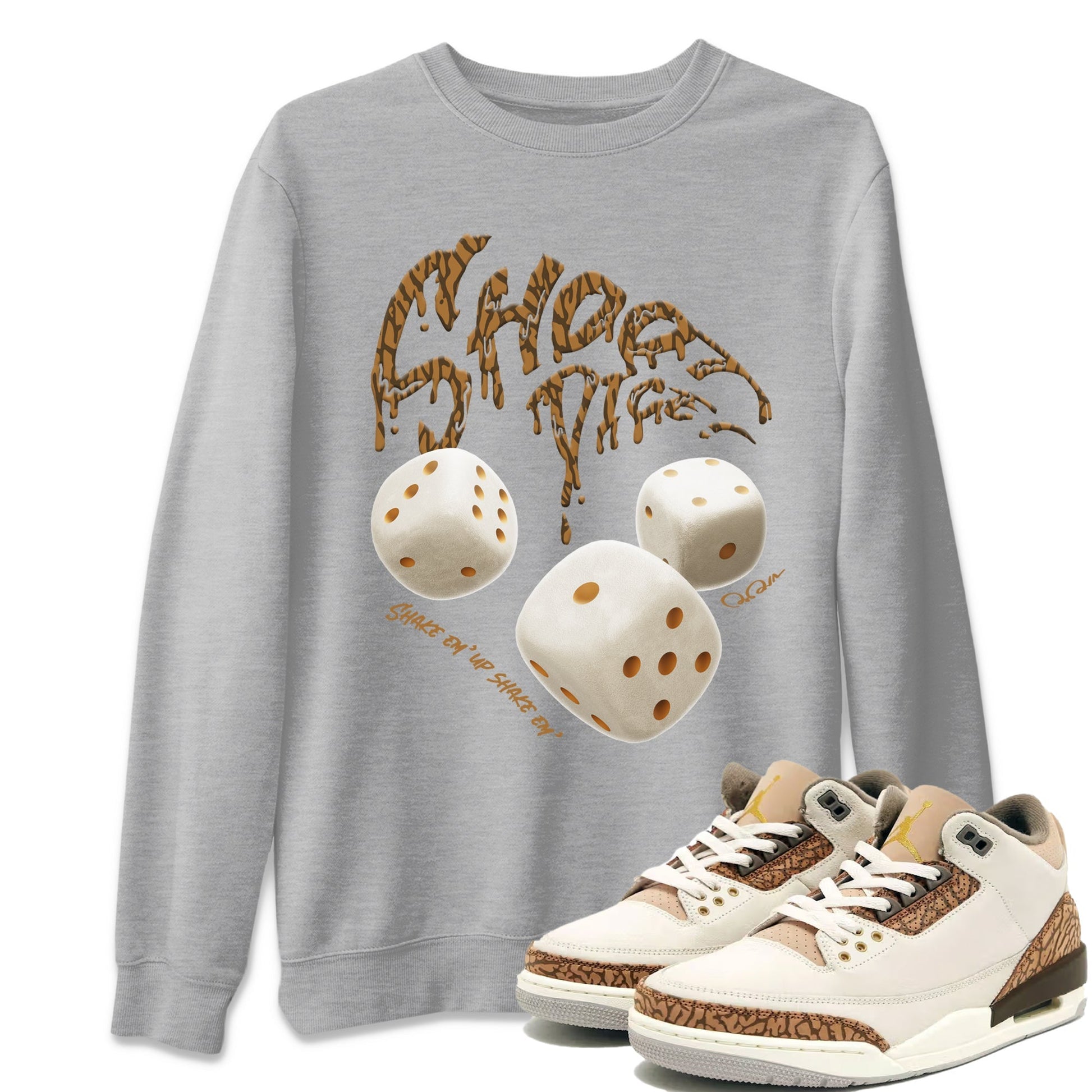 Air Jordan 3 Palomino Sneaker Match Tees Shoot Dice Sneaker Tees AJ3 Palomino Sneaker Release Tees Unisex Shirts Heather Grey 1
