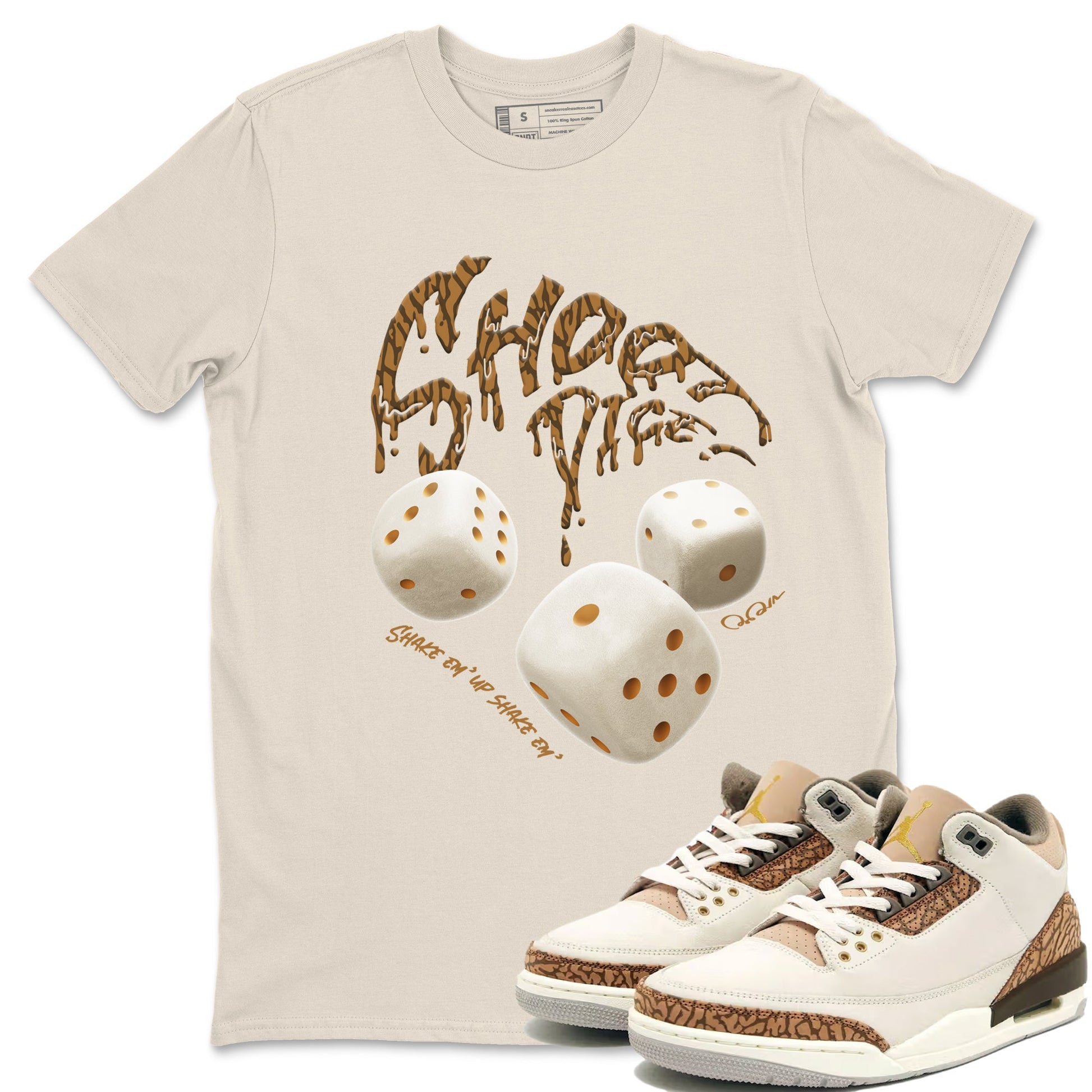 Air Jordan 3 Palomino Sneaker Match Tees Shoot Dice Sneaker Tees AJ3 Palomino Sneaker Release Tees Unisex Shirts Natural 1