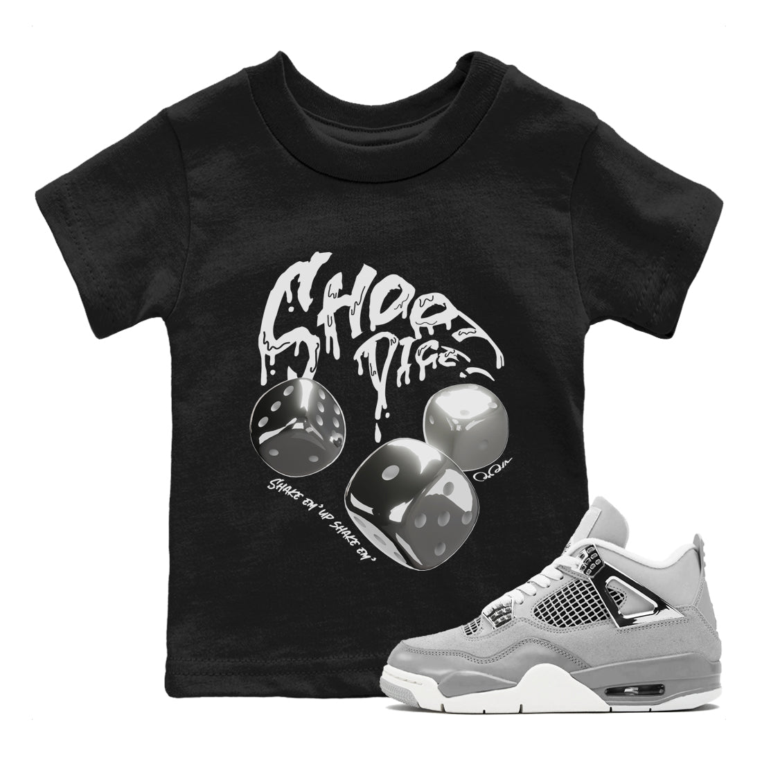 Air Jordan 4 Frozen Moments shirt to match jordans Shoot Dice Streetwear Sneaker Shirt AJ4 Frozen Moments Drip Gear Zone Sneaker Matching Clothing Baby Toddler Black 1 T-Shirt