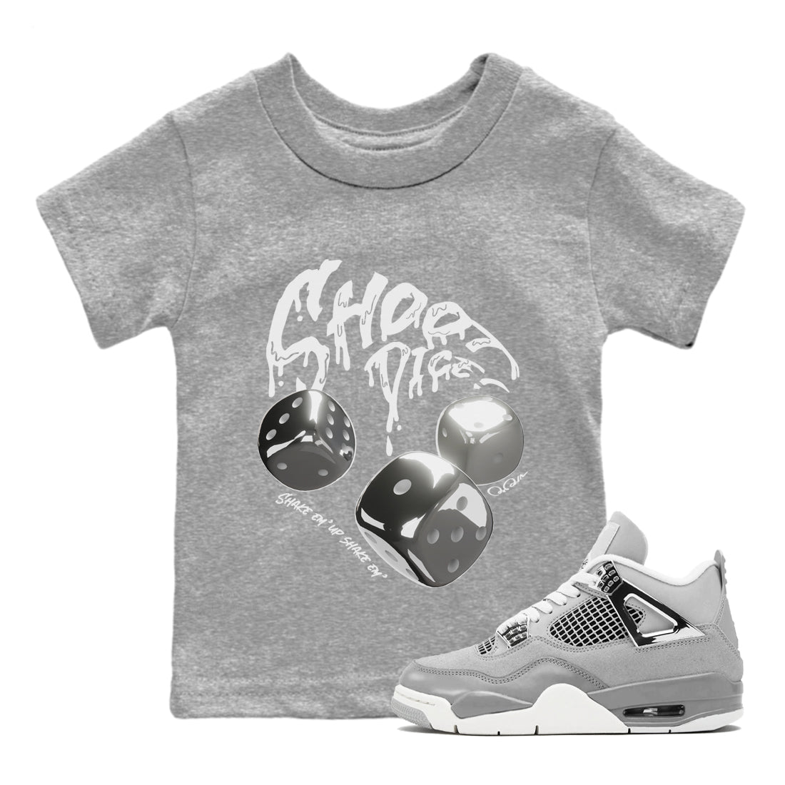 Air Jordan 4 Frozen Moments shirt to match jordans Shoot Dice Streetwear Sneaker Shirt AJ4 Frozen Moments Drip Gear Zone Sneaker Matching Clothing Baby Toddler Heather Grey 1 T-Shirt