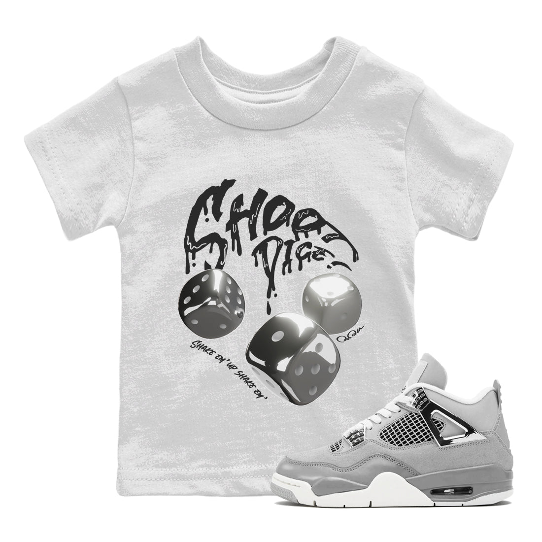Air Jordan 4 Frozen Moments shirt to match jordans Shoot Dice Streetwear Sneaker Shirt AJ4 Frozen Moments Drip Gear Zone Sneaker Matching Clothing Baby Toddler White 1 T-Shirt