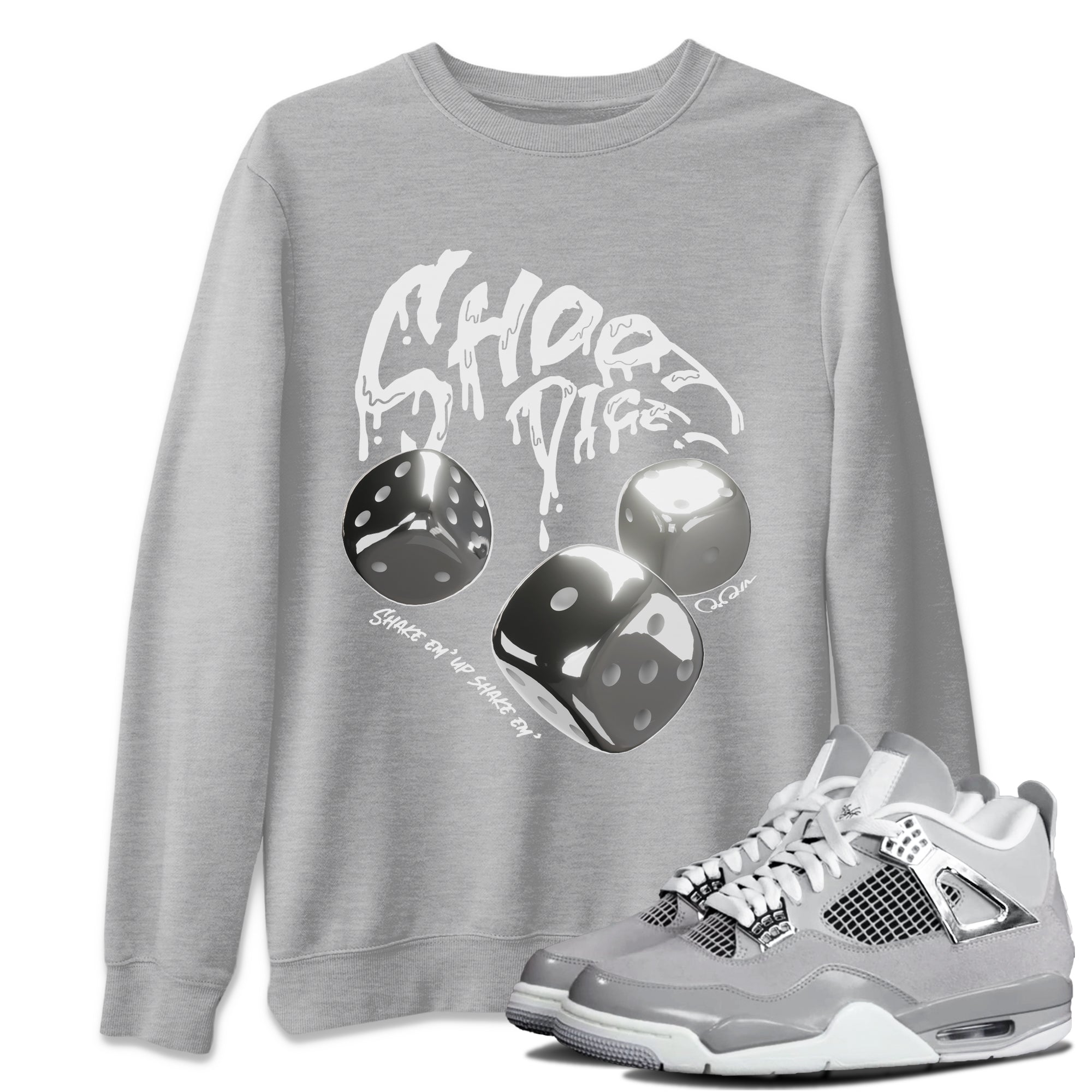 Air Jordan 4 Frozen Moments shirt to match jordans Shoot Dice Streetwear Sneaker Shirt AJ4 Frozen Moments Drip Gear Zone Sneaker Matching Clothing Unisex Heather Grey 1 T-Shirt